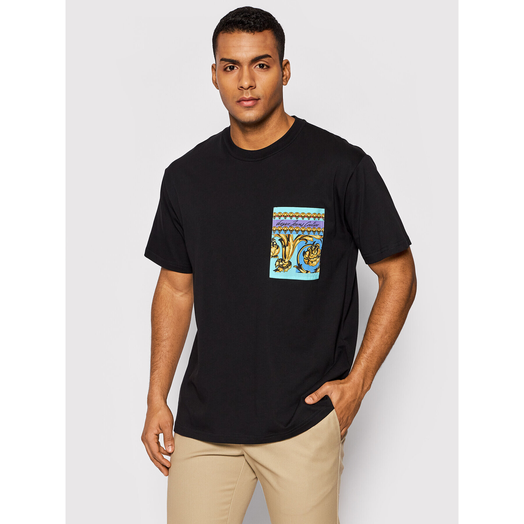 Versace Jeans Couture Тишърт 72GAH6RA Черен Regular Fit - Pepit.bg