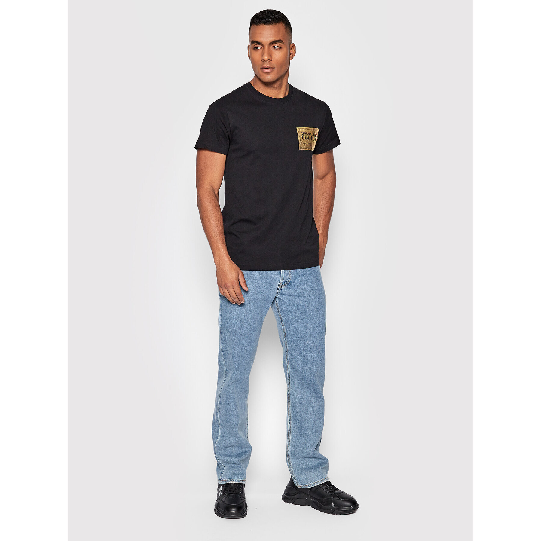 Versace Jeans Couture Тишърт 73GAHG02 Черен Regular Fit - Pepit.bg