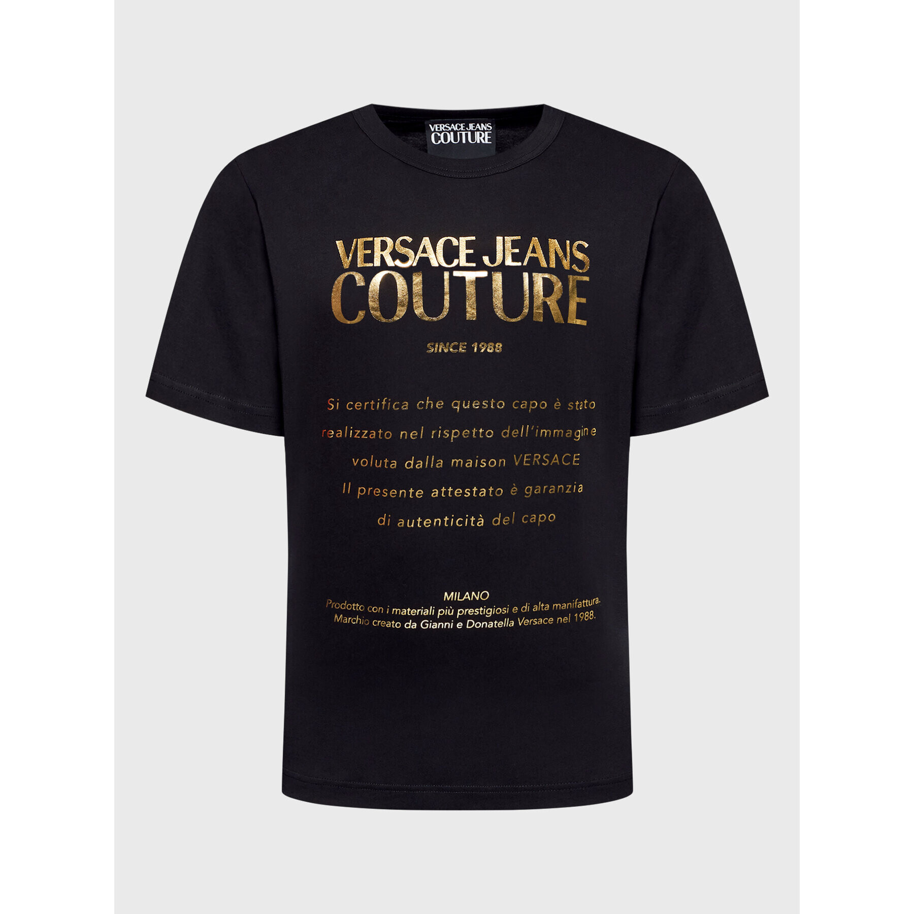Versace Jeans Couture Тишърт 73GAHT26 Черен Regular Fit - Pepit.bg