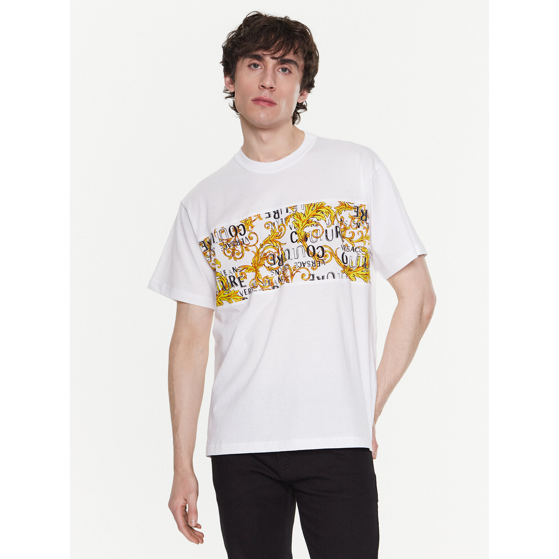 Versace Jeans Couture Тишърт 74GAH617 Бял Regular Fit - Pepit.bg