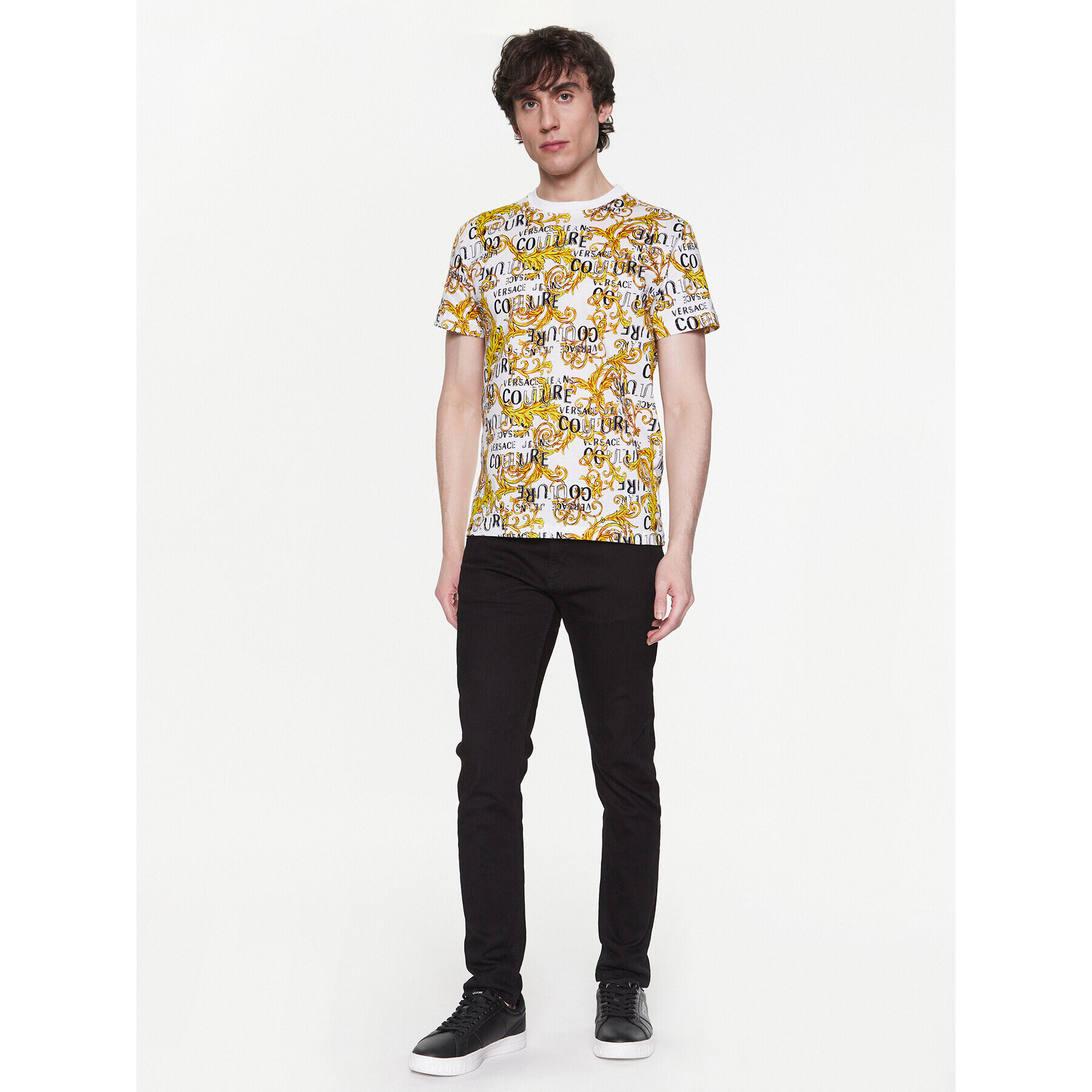 Versace Jeans Couture Тишърт 74GAH6S0 Бял Regular Fit - Pepit.bg