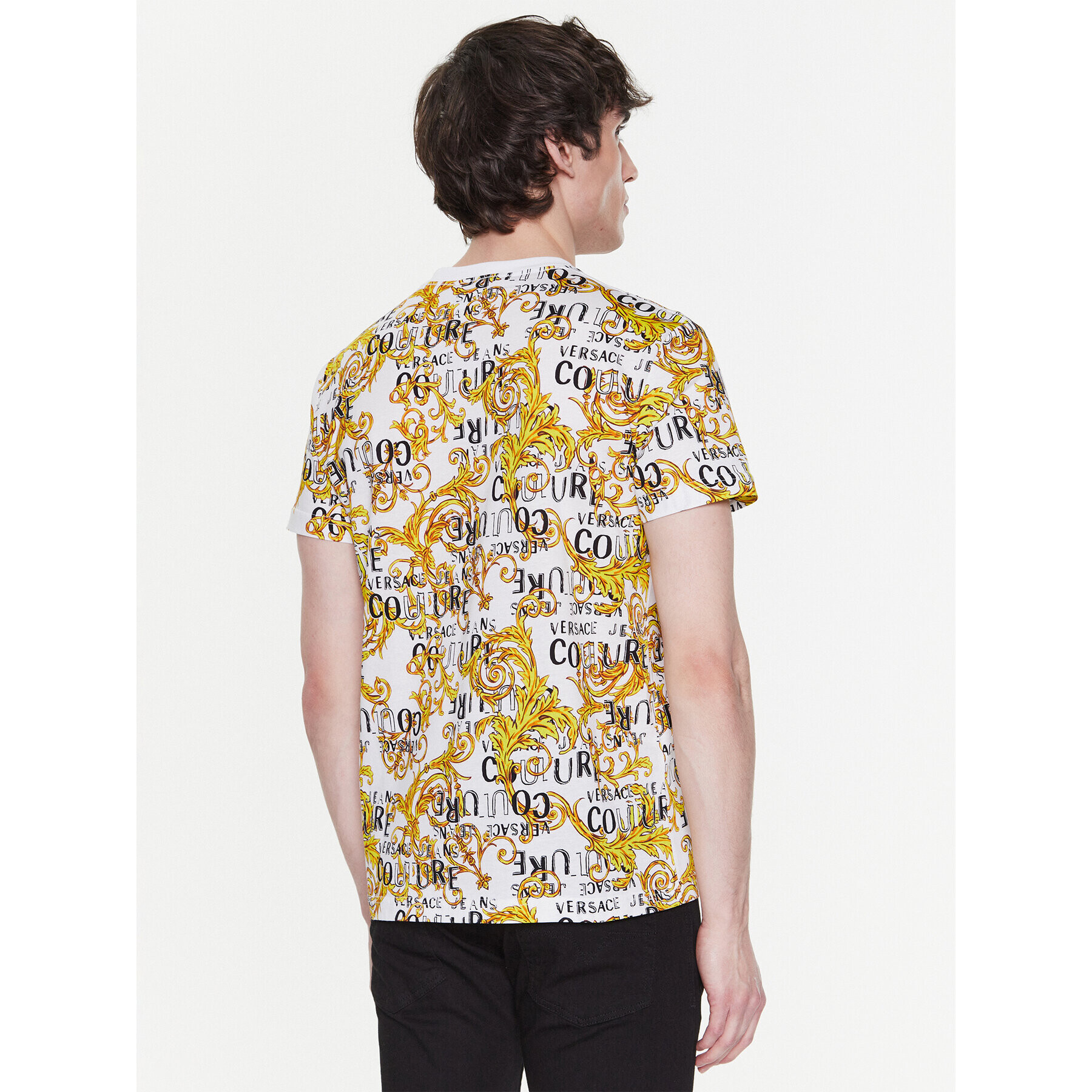 Versace Jeans Couture Тишърт 74GAH6S0 Бял Regular Fit - Pepit.bg