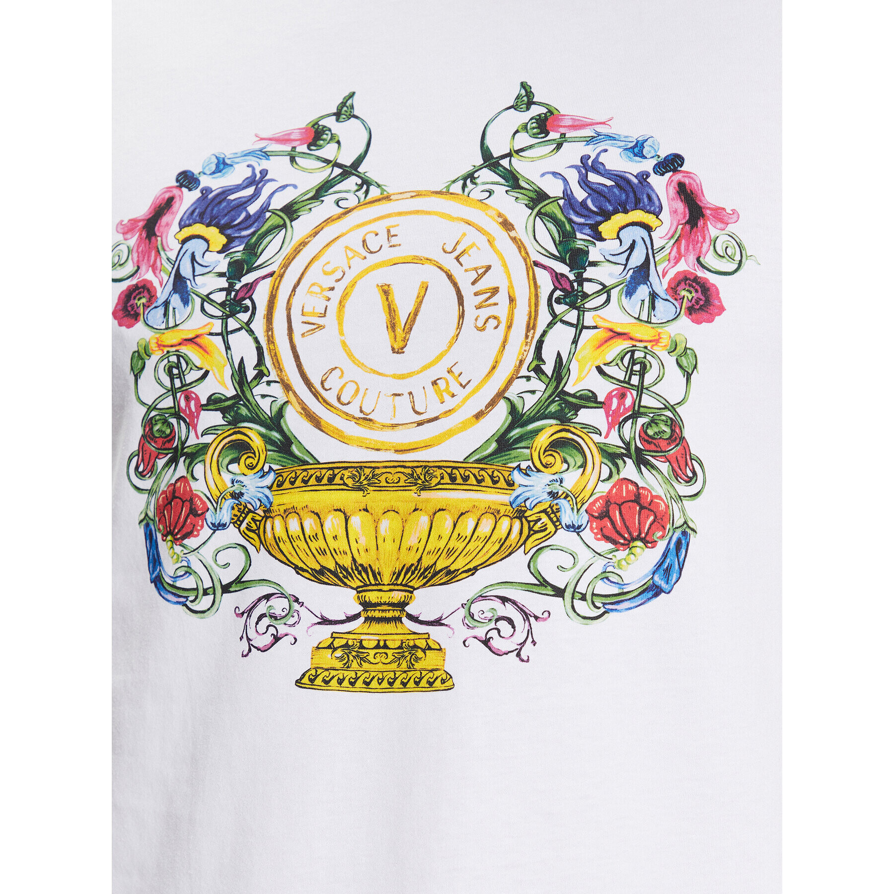Versace Jeans Couture Тишърт 74GAHF01 Бял Regular Fit - Pepit.bg