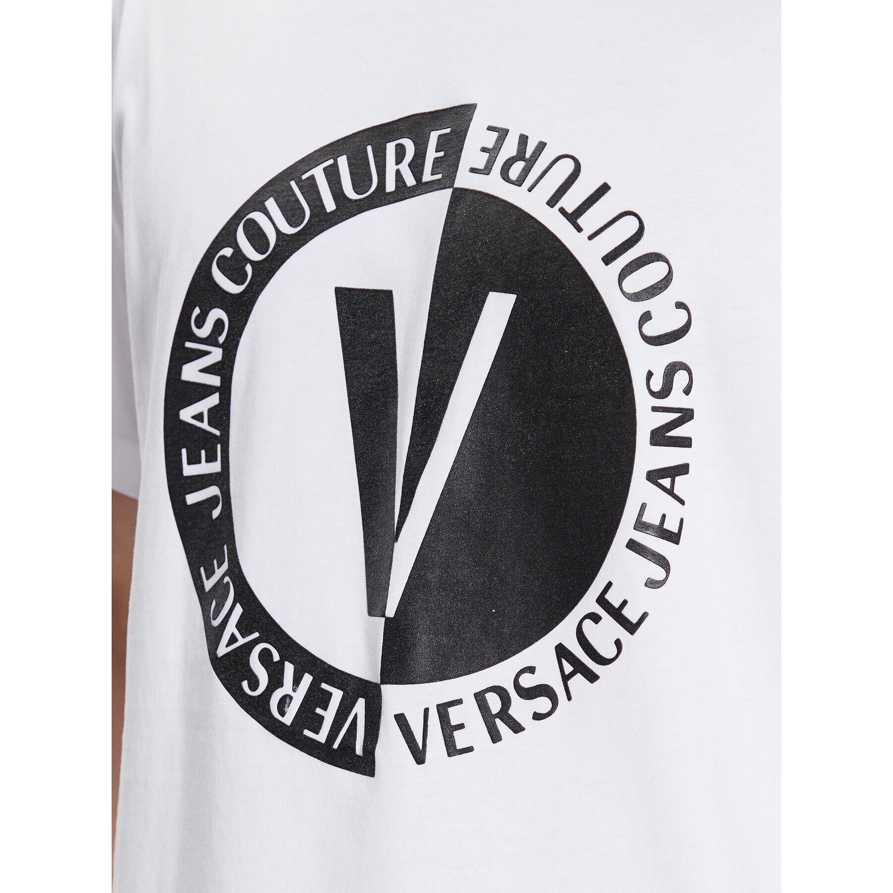 Versace Jeans Couture Тишърт 74GAHI07 Бял Regular Fit - Pepit.bg