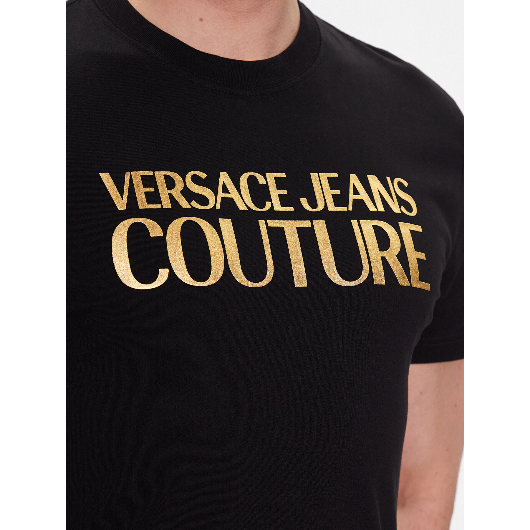 Versace Jeans Couture Тишърт 74GAHT01 Черен Regular Fit - Pepit.bg