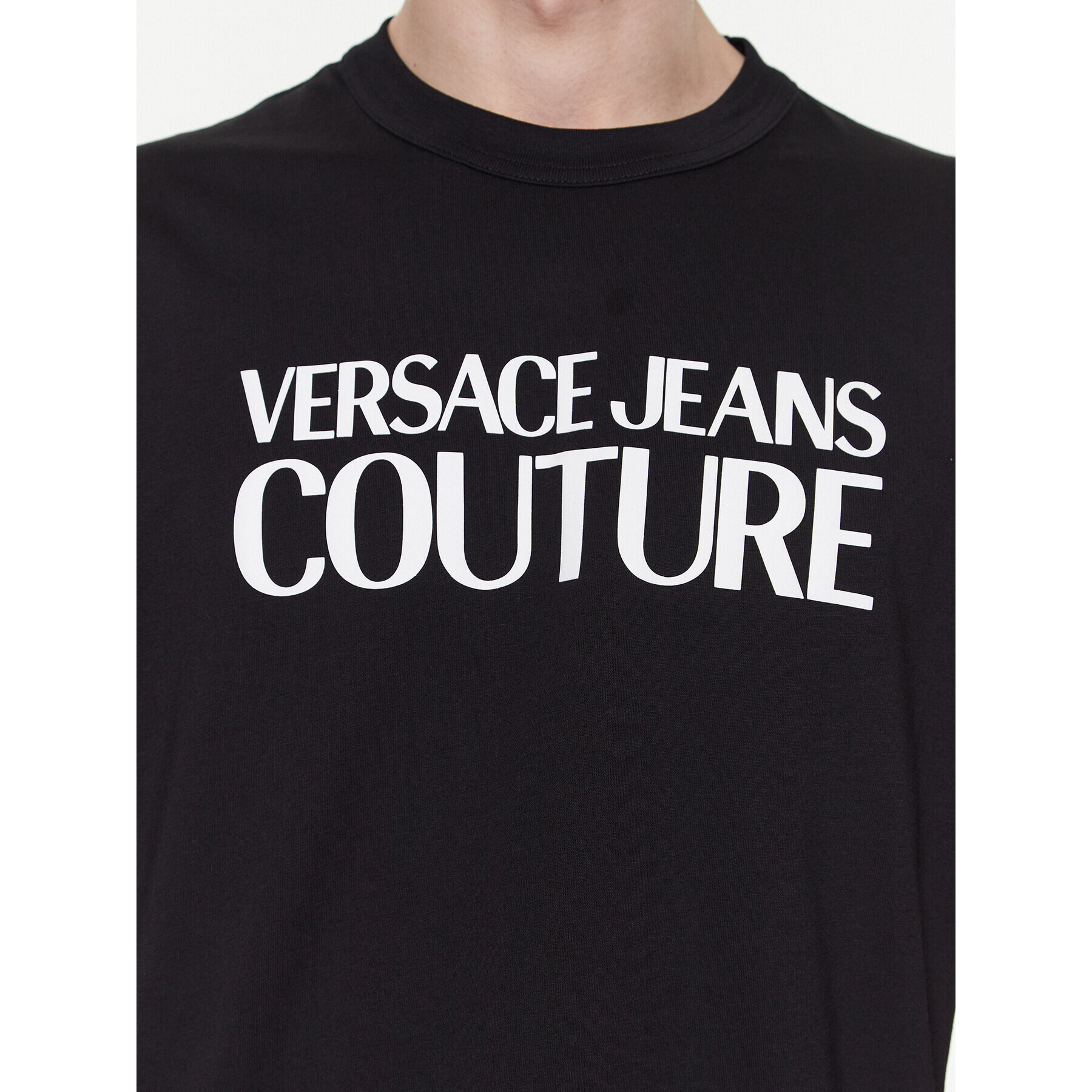 Versace Jeans Couture Тишърт 74GAHT03 Черен Regular Fit - Pepit.bg