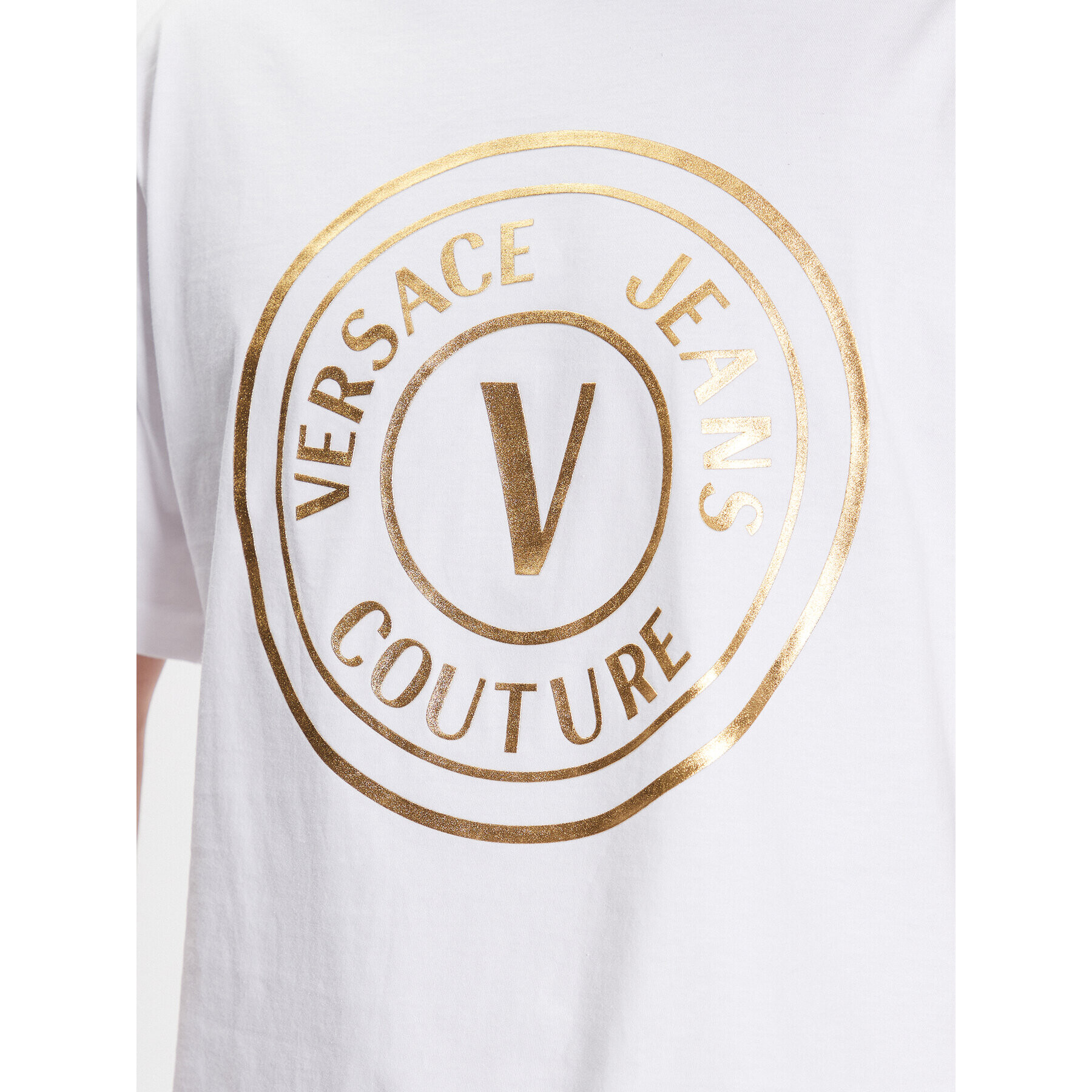 Versace Jeans Couture Тишърт 74GAHT05 Бял Regular Fit - Pepit.bg