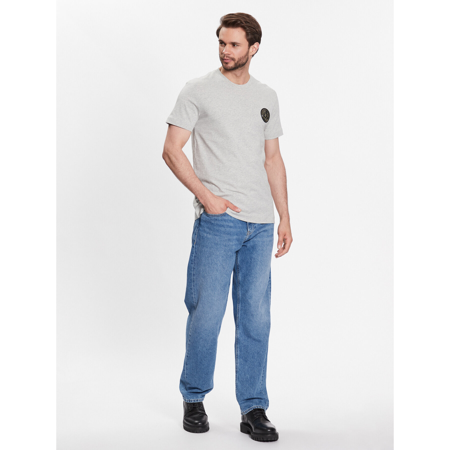 Versace Jeans Couture Тишърт 74GAHY01 Сив Regular Fit - Pepit.bg