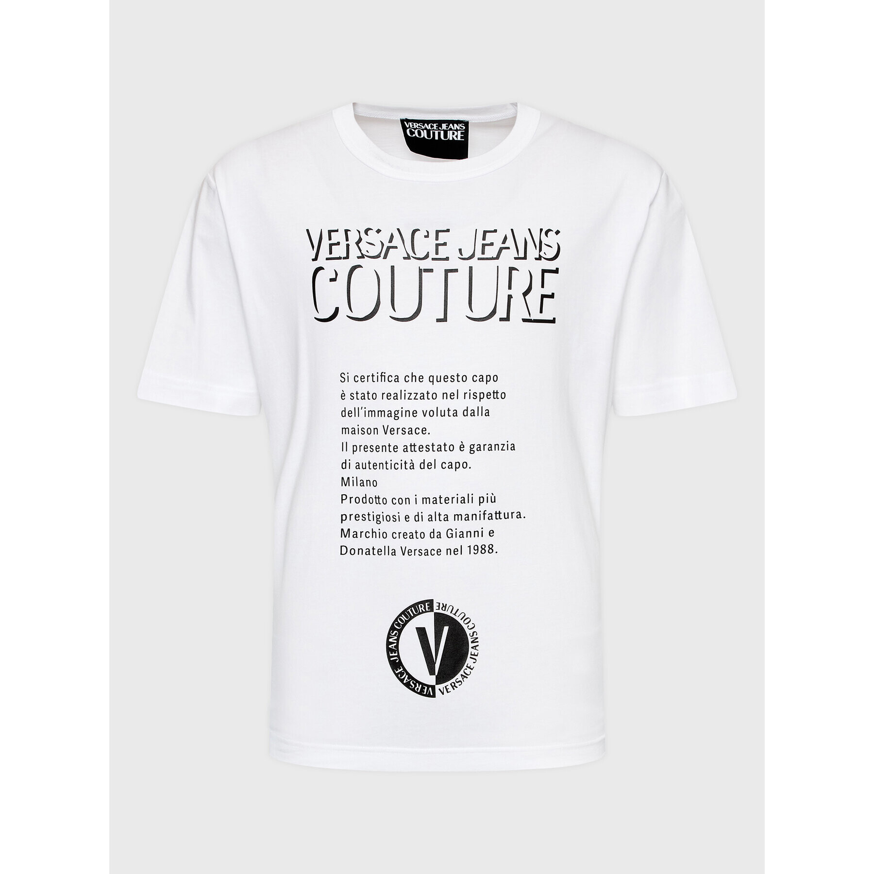 Versace Jeans Couture Тишърт 74GAHY04 Бял Regular Fit - Pepit.bg