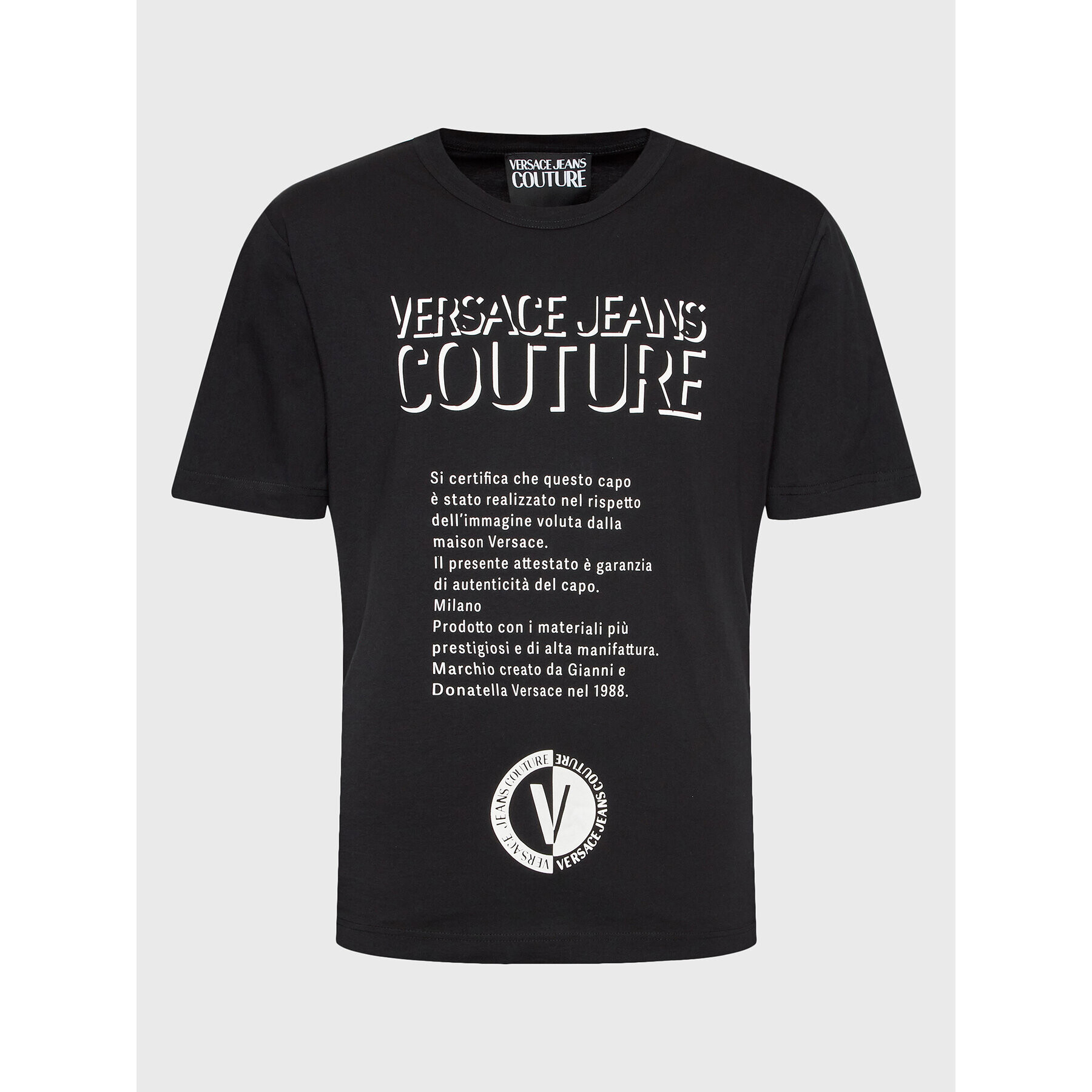 Versace Jeans Couture Тишърт 74GAHY04 Черен Regular Fit - Pepit.bg