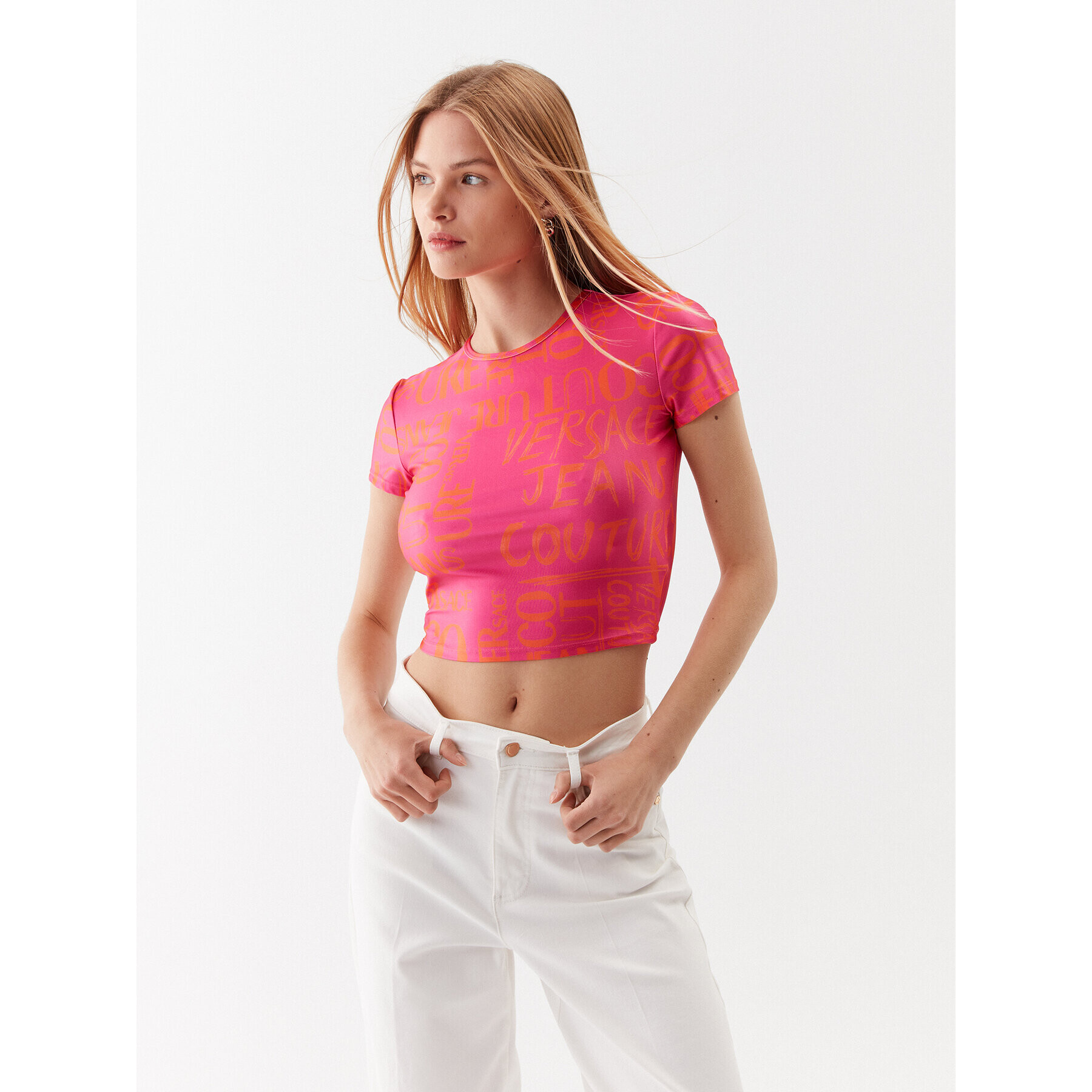 Versace Jeans Couture Тишърт 74HAH602 Виолетов Regular Fit - Pepit.bg