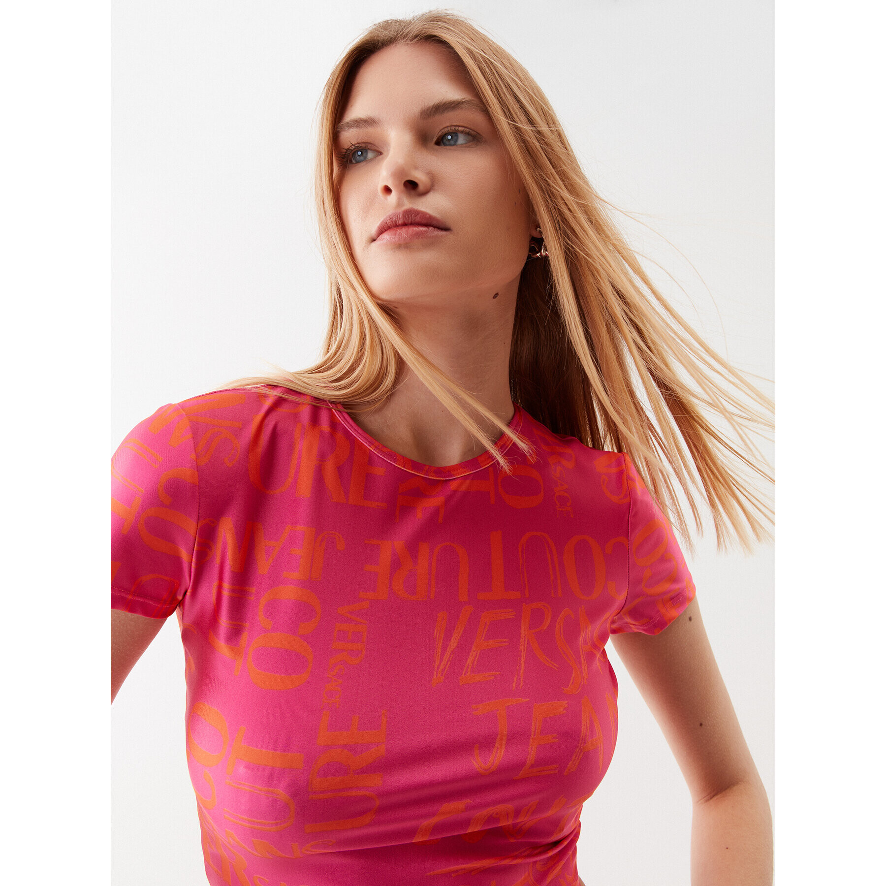 Versace Jeans Couture Тишърт 74HAH602 Виолетов Regular Fit - Pepit.bg