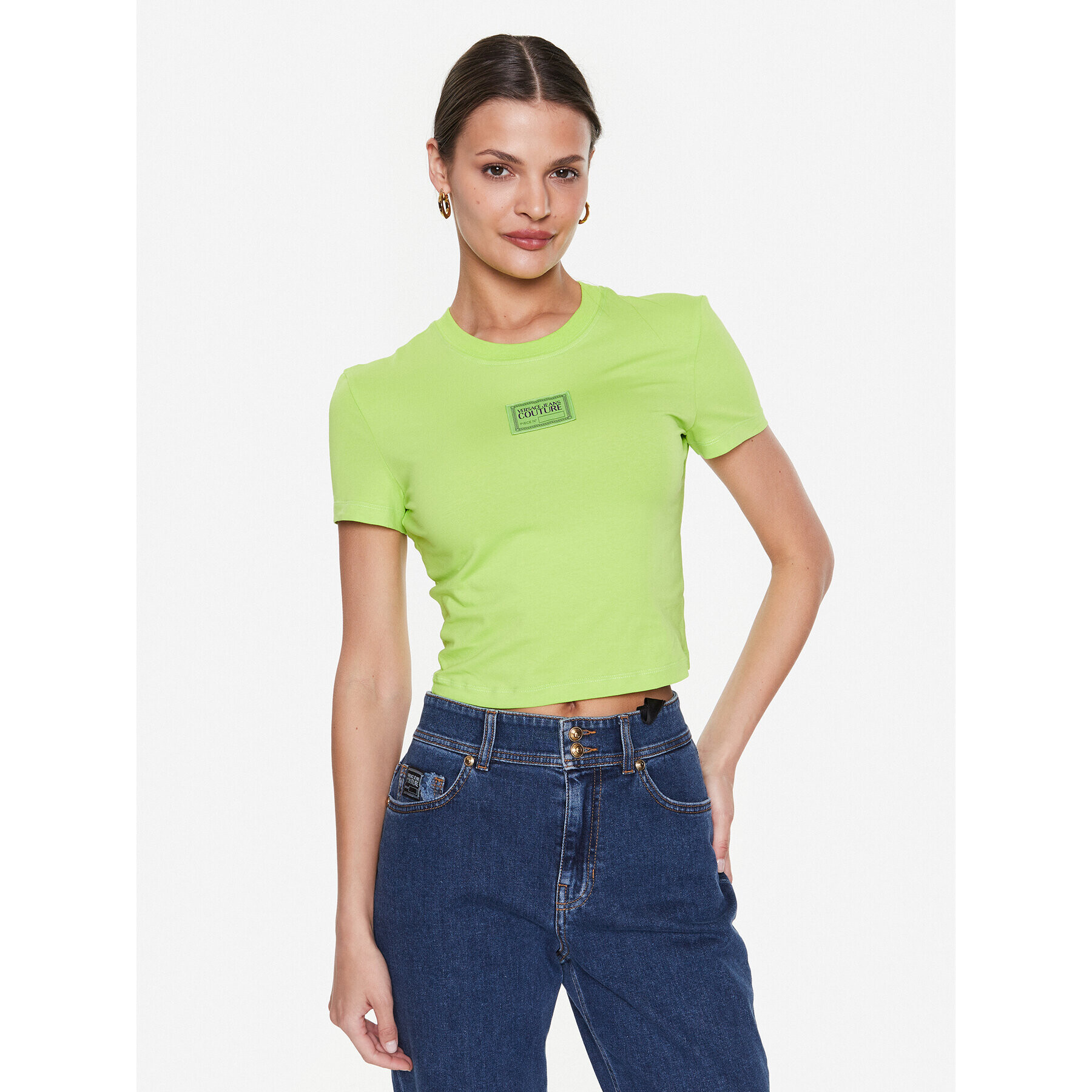 Versace Jeans Couture Тишърт 74HAH602 Зелен Regular Fit - Pepit.bg