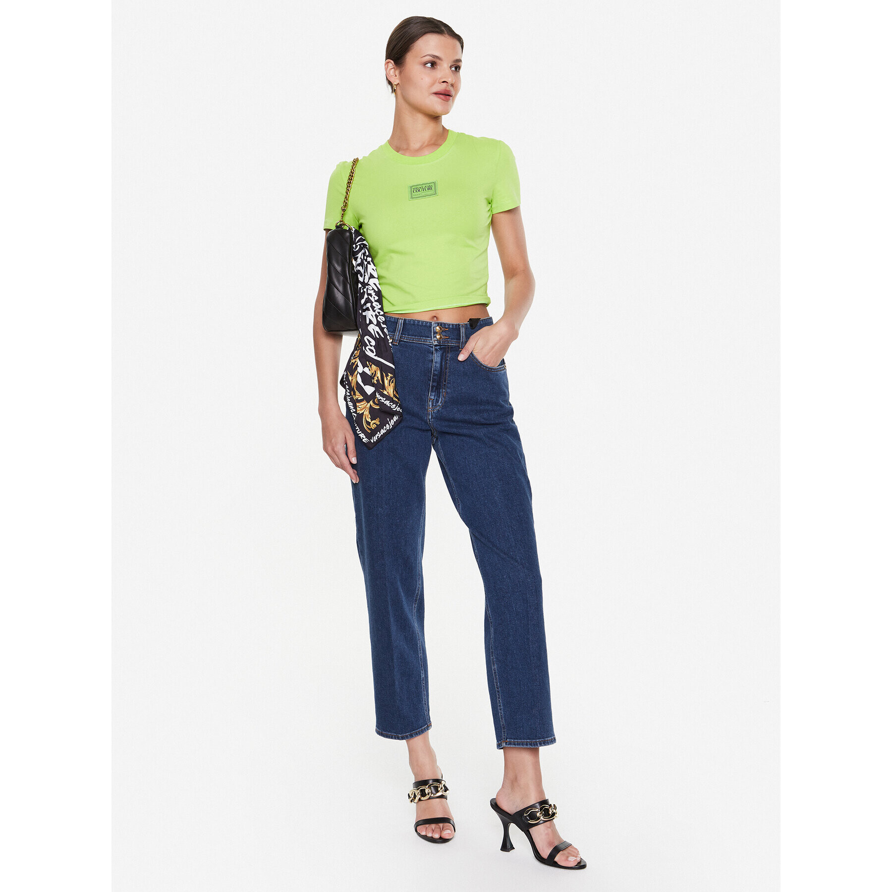 Versace Jeans Couture Тишърт 74HAH602 Зелен Regular Fit - Pepit.bg