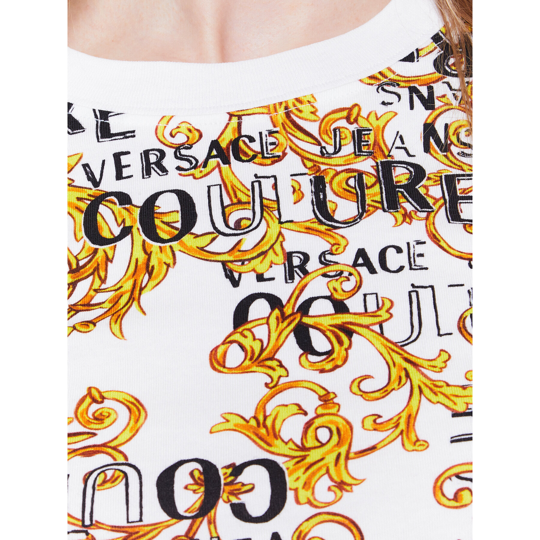 Versace Jeans Couture Тишърт 74HAH608 Бял Slim Fit - Pepit.bg