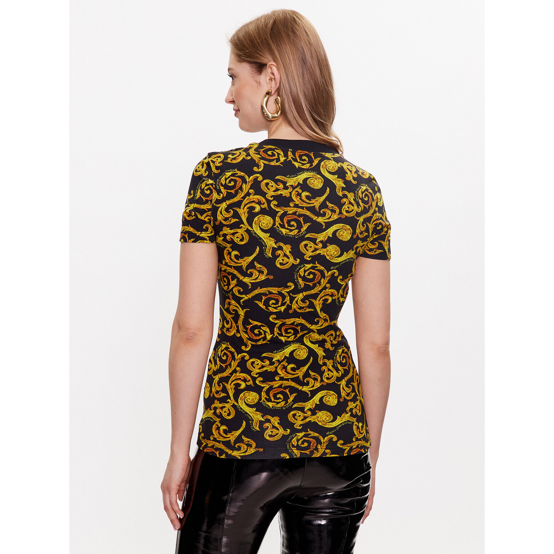 Versace Jeans Couture Тишърт 74HAH608 Черен Regular Fit - Pepit.bg