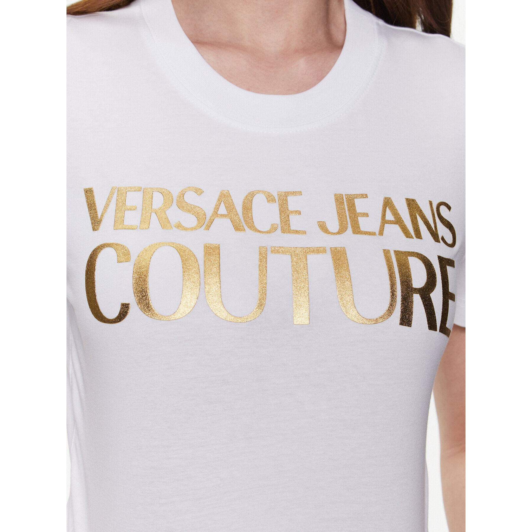 Versace Jeans Couture Тишърт 74HAHT01 Бял Regular Fit - Pepit.bg