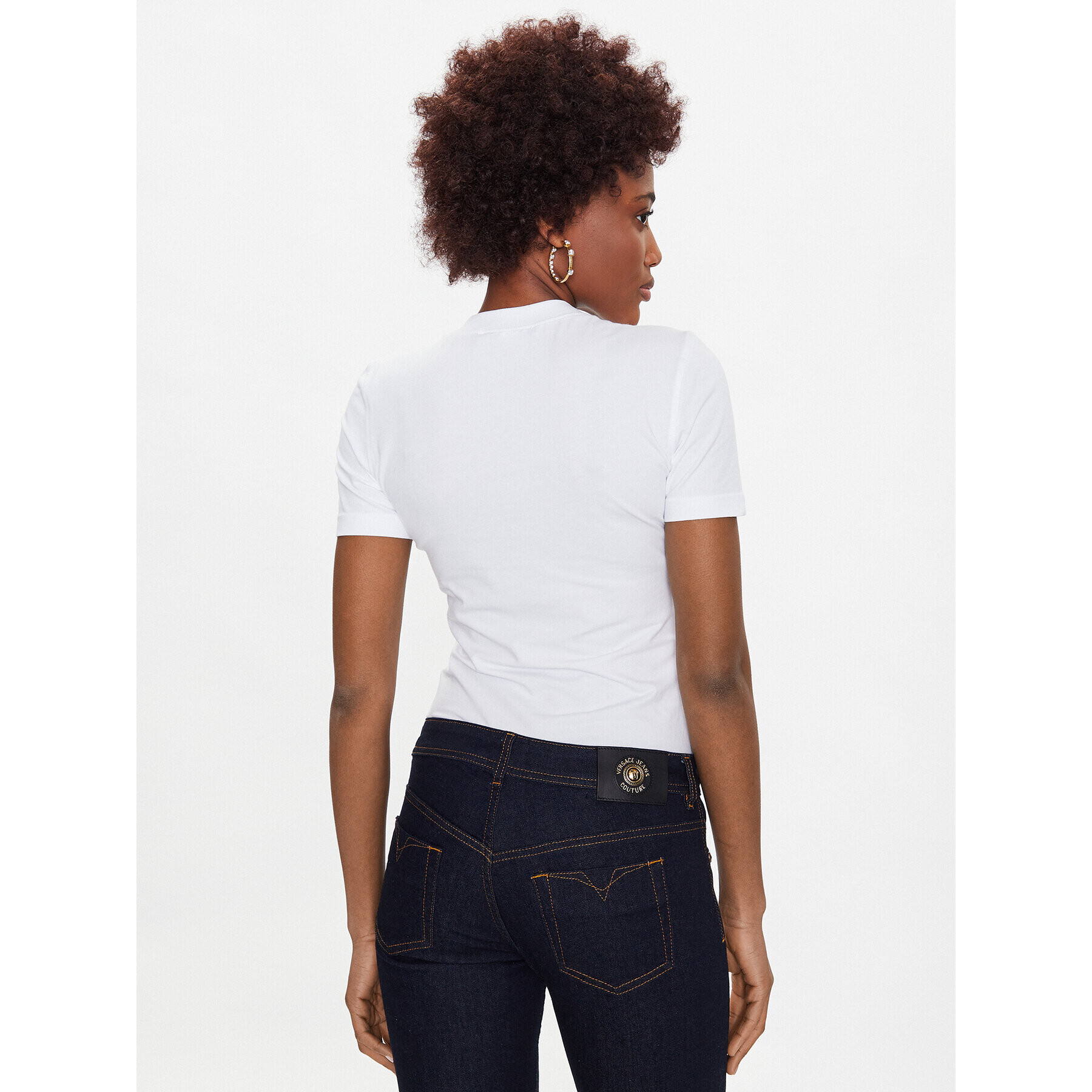 Versace Jeans Couture Тишърт 74HAHT06 Бял Regular Fit - Pepit.bg
