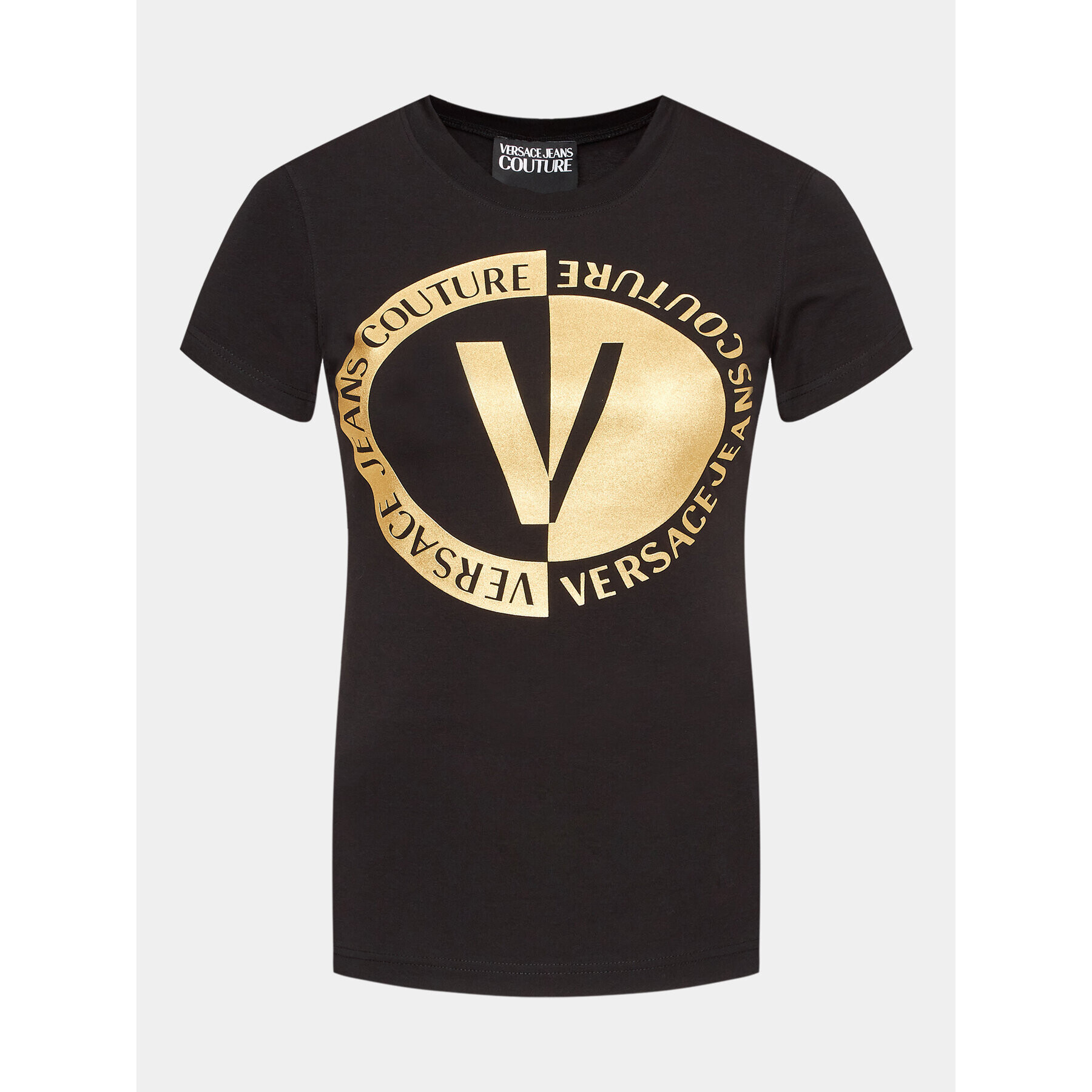Versace Jeans Couture Тишърт 74HAHT10 Черен Regular Fit - Pepit.bg