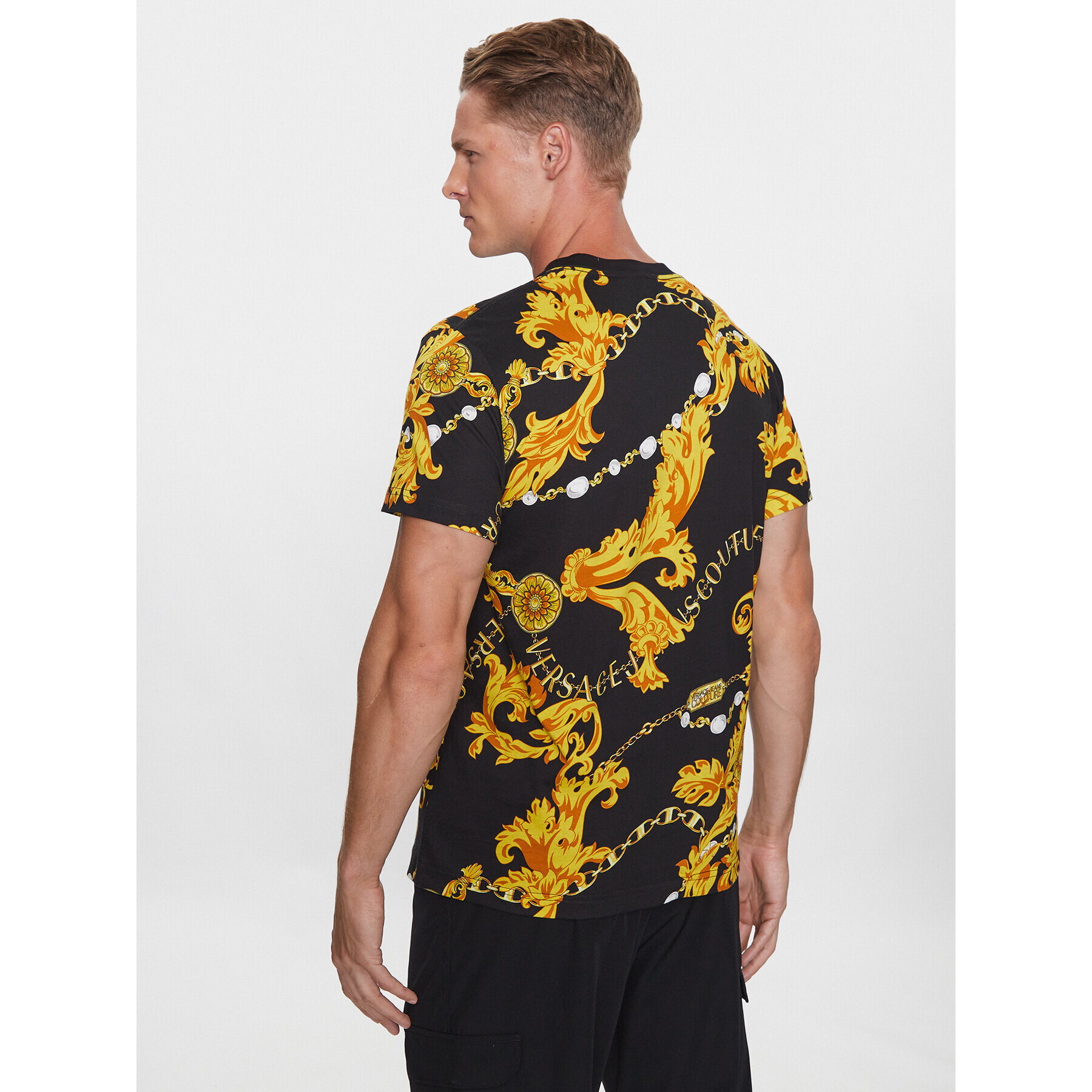 Versace Jeans Couture Тишърт 75GAH6S0 Черен Regular Fit - Pepit.bg