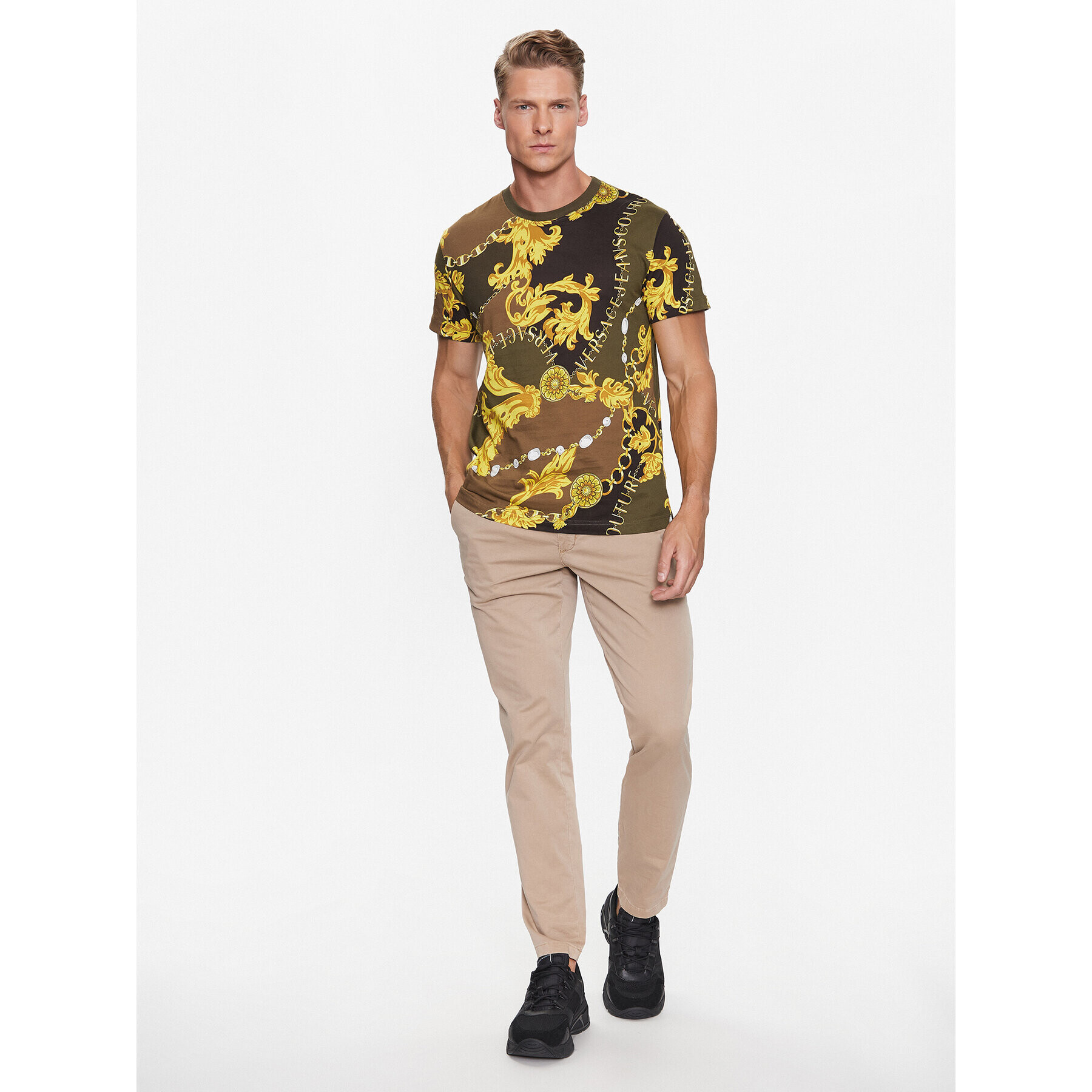 Versace Jeans Couture Тишърт 75GAH6S0 Зелен Regular Fit - Pepit.bg