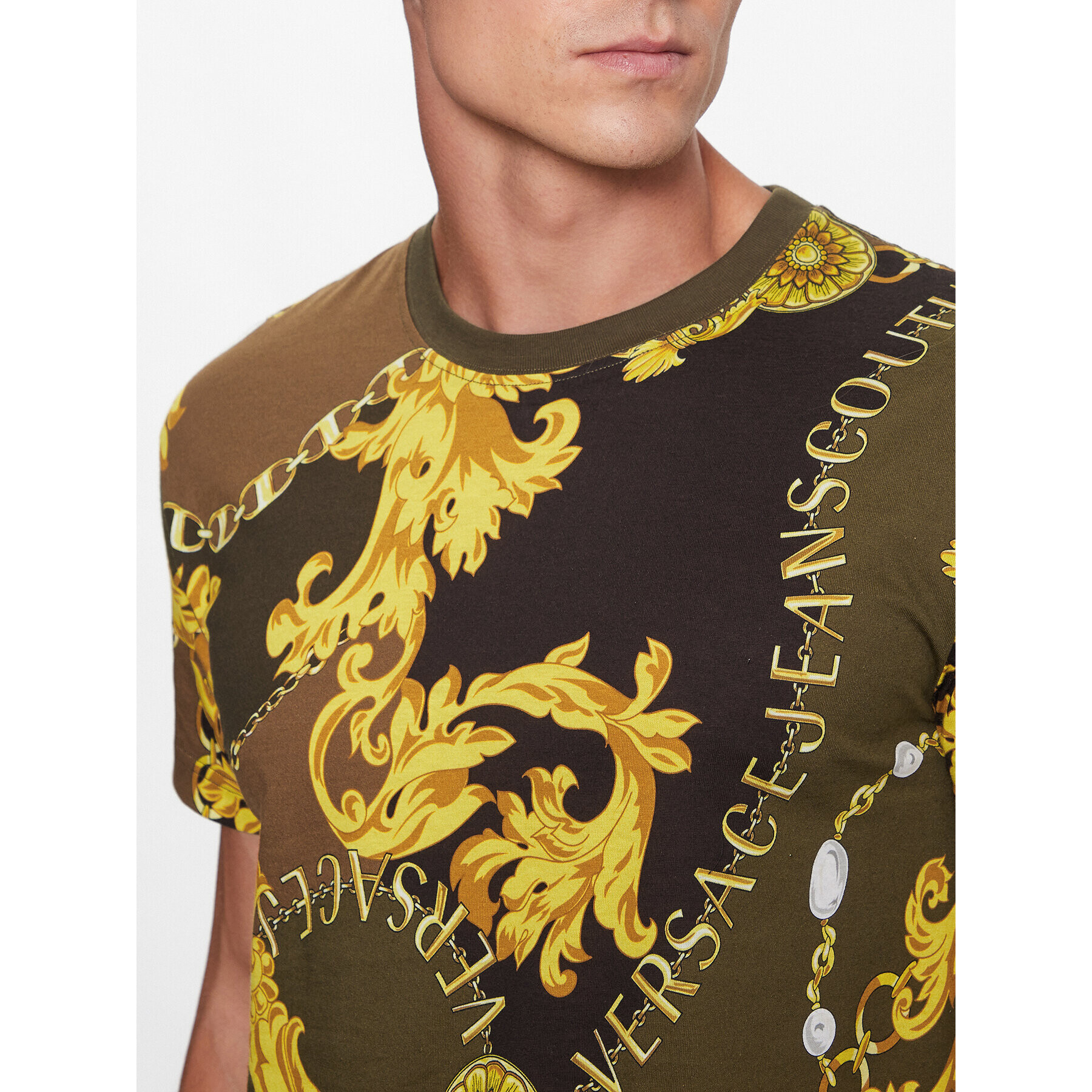 Versace Jeans Couture Тишърт 75GAH6S0 Зелен Regular Fit - Pepit.bg