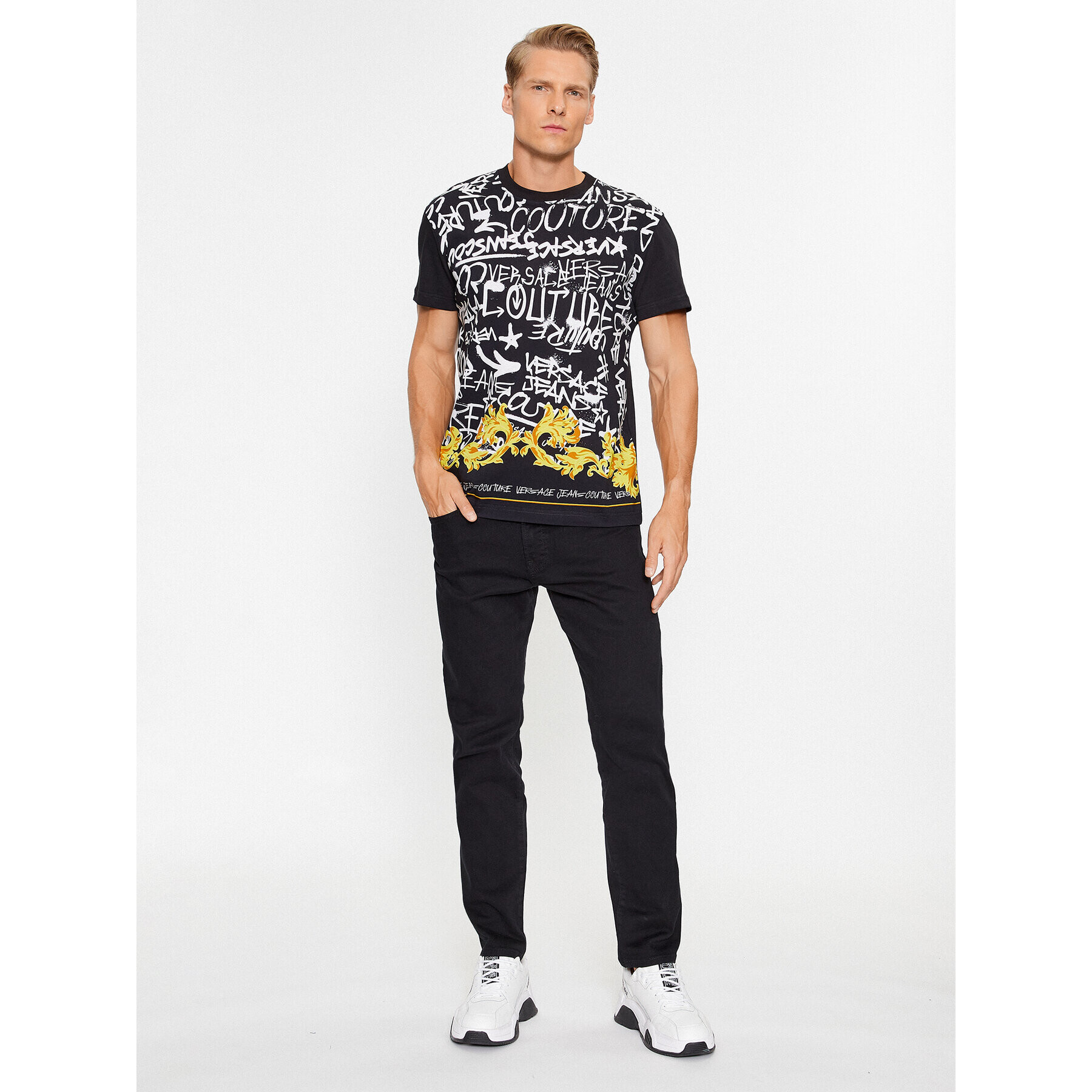 Versace Jeans Couture Тишърт 75GAH6SG Черен Regular Fit - Pepit.bg