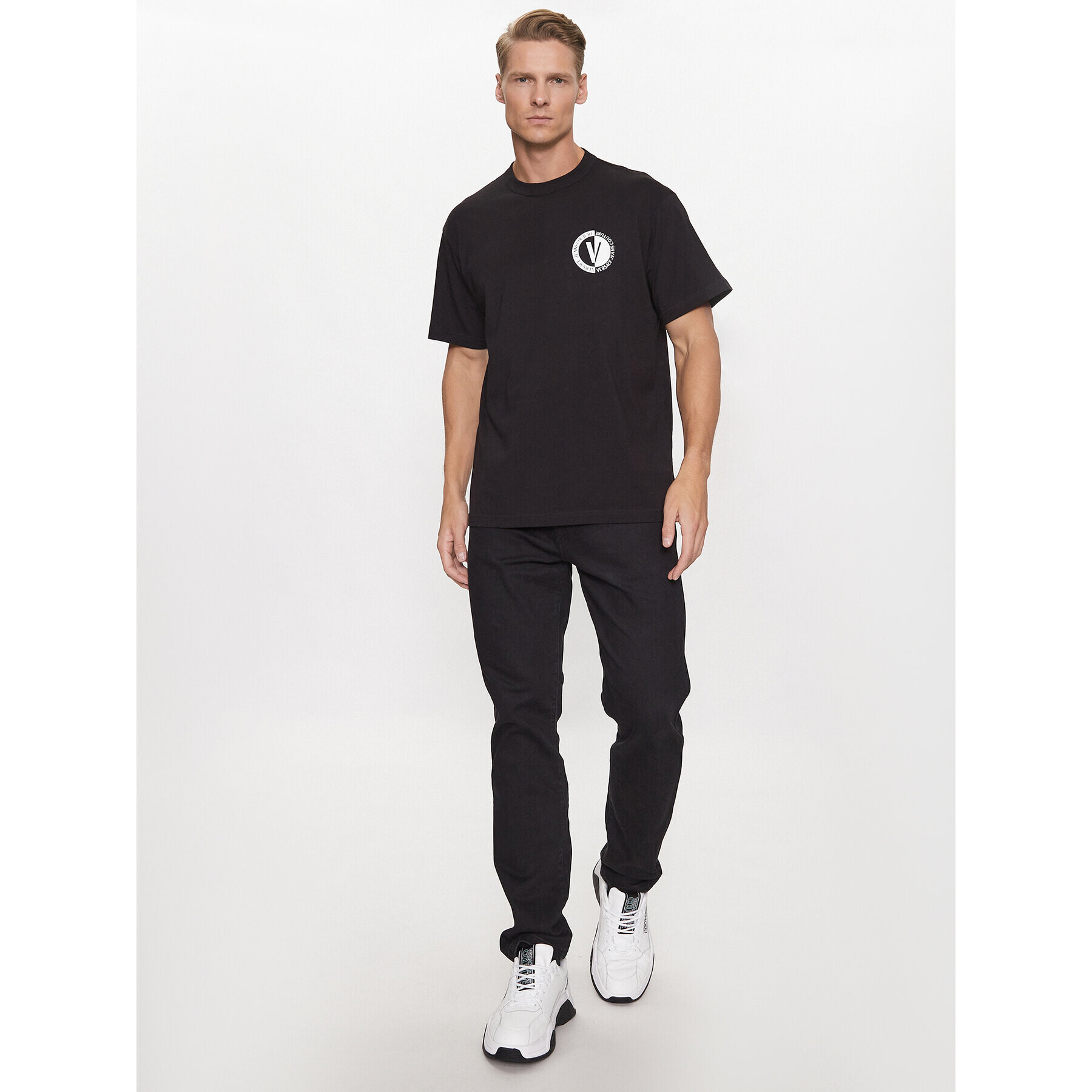 Versace Jeans Couture Тишърт 75GAHG07 Черен Regular Fit - Pepit.bg