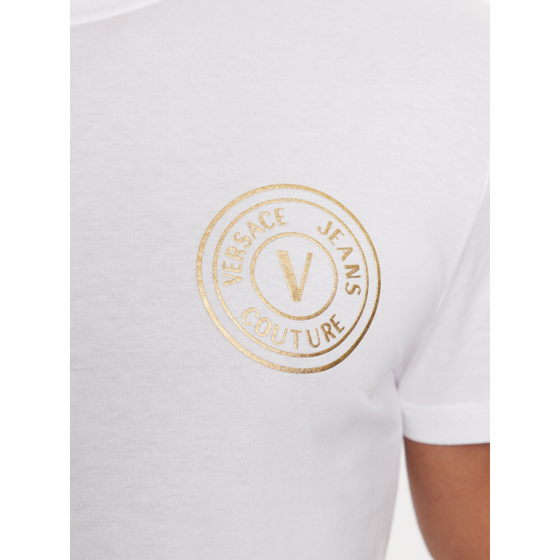 Versace Jeans Couture Тишърт 75GAHT06 Бял Regular Fit - Pepit.bg