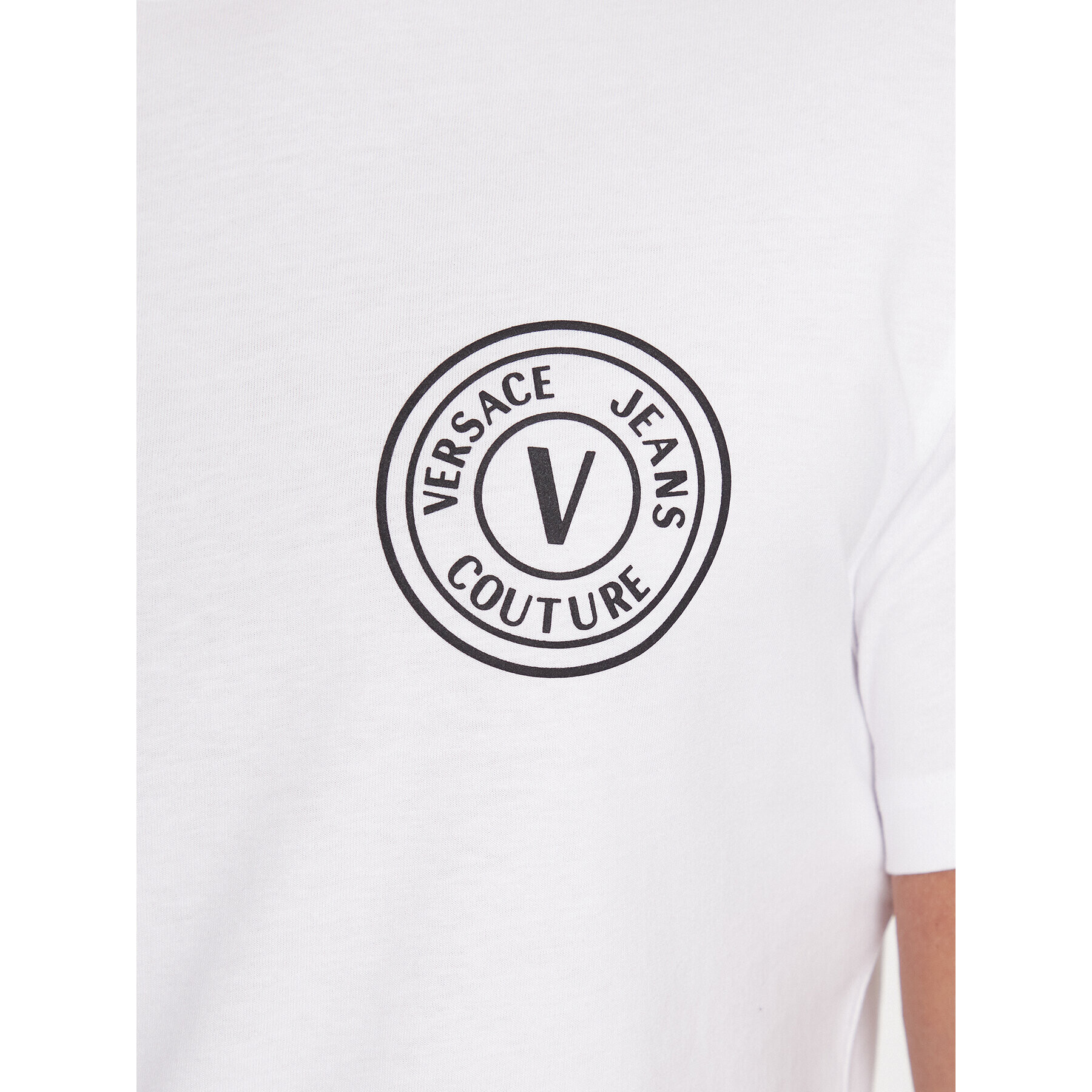 Versace Jeans Couture Тишърт 75GAHT07 Бял Regular Fit - Pepit.bg