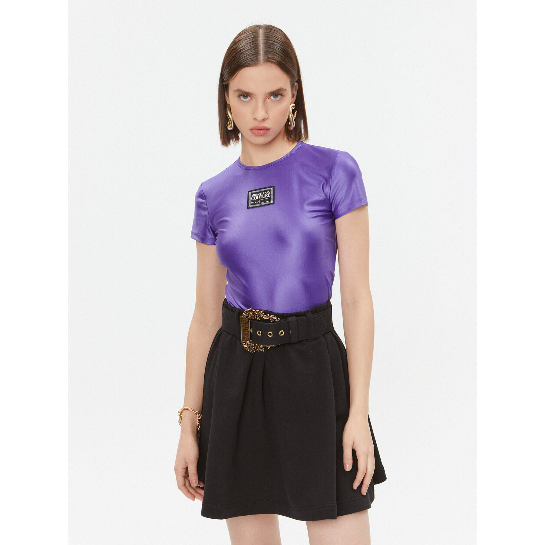 Versace Jeans Couture Тишърт 75HAH602 Виолетов Slim Fit - Pepit.bg