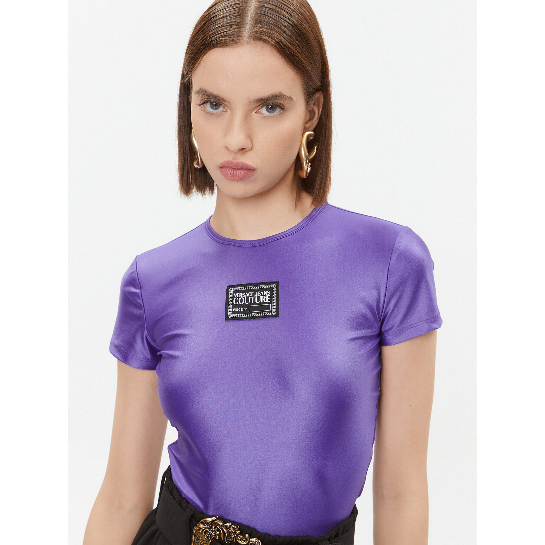 Versace Jeans Couture Тишърт 75HAH602 Виолетов Slim Fit - Pepit.bg