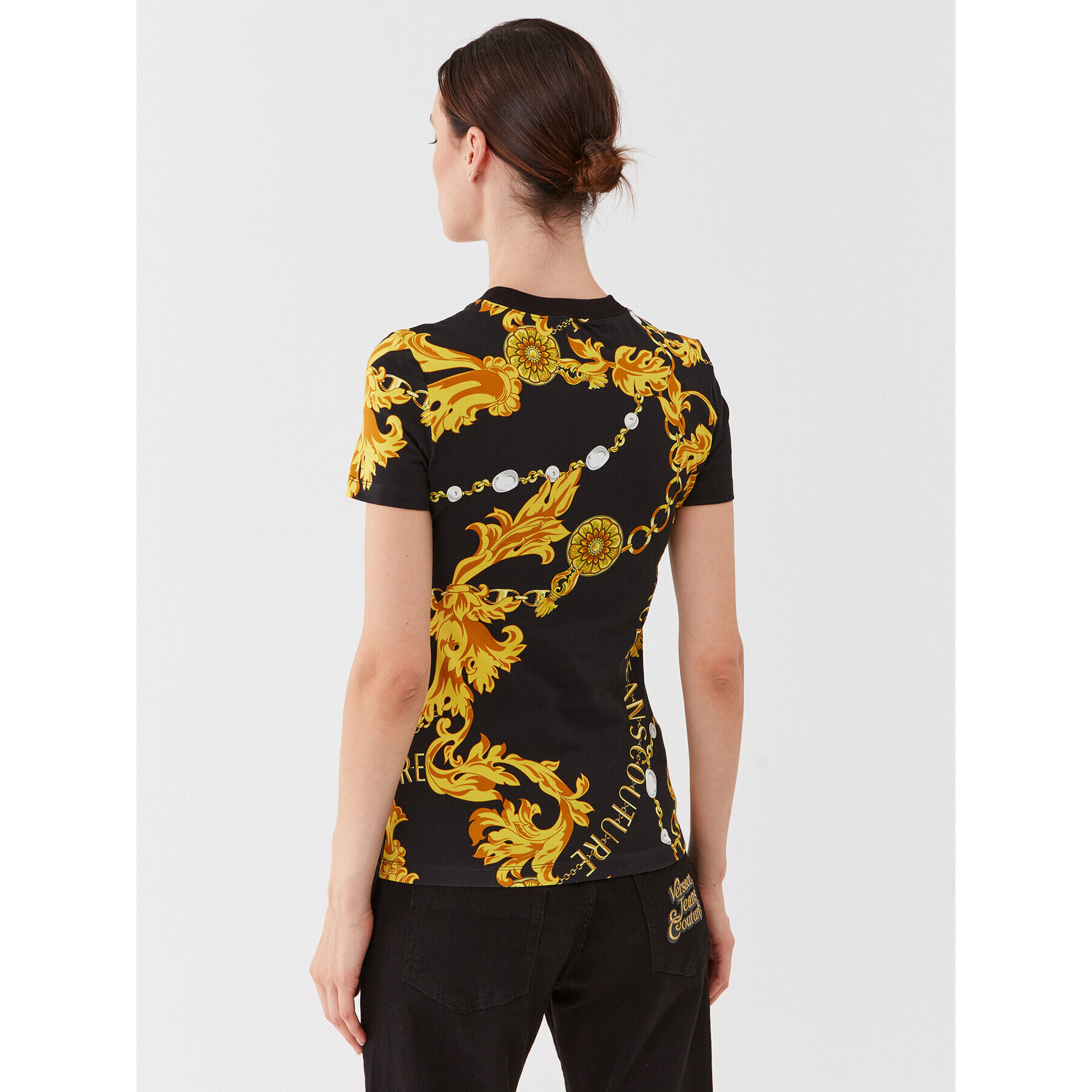 Versace Jeans Couture Тишърт 75HAH608 Черен Slim Fit - Pepit.bg