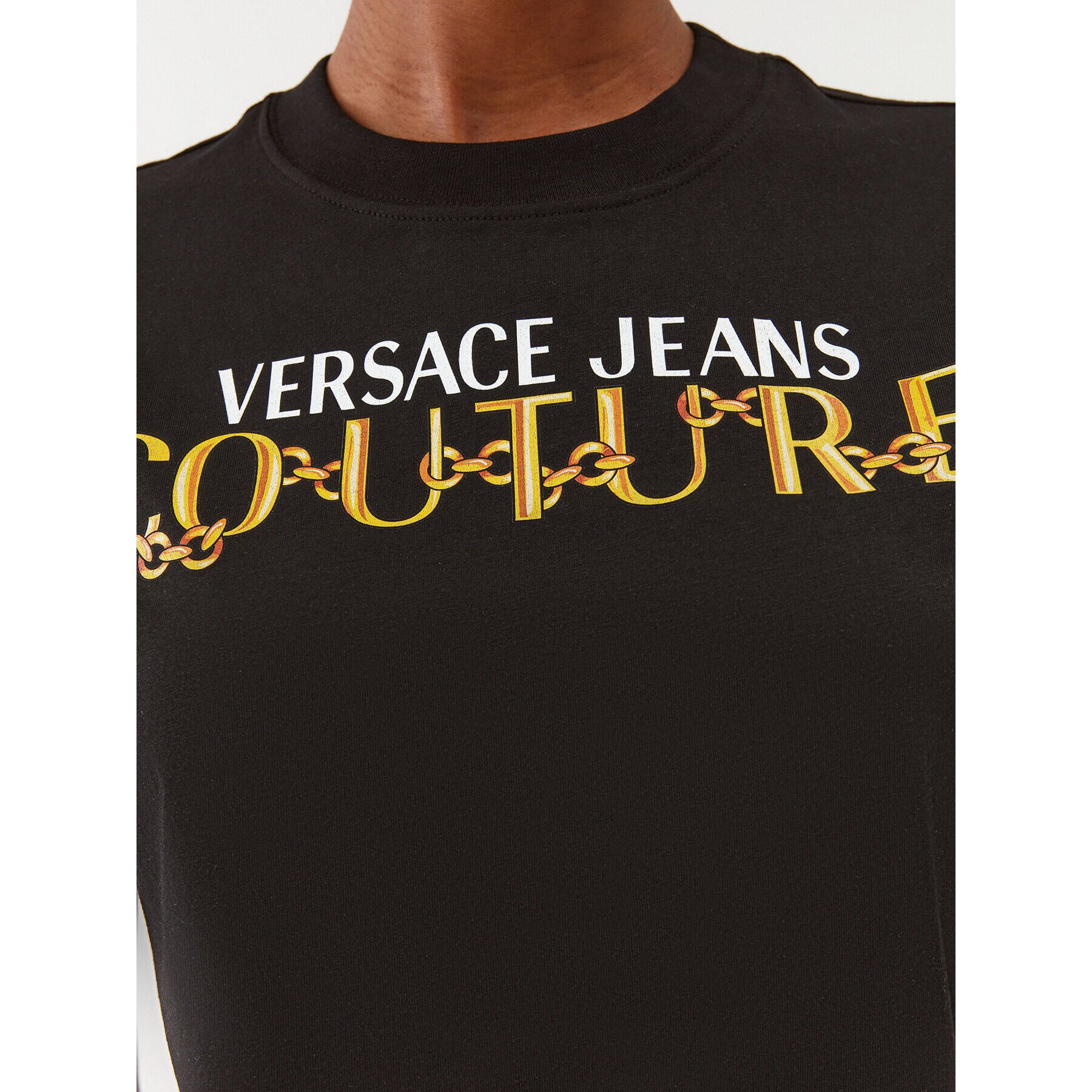 Versace Jeans Couture Тишърт 75HAHF01 Черен Regular Fit - Pepit.bg