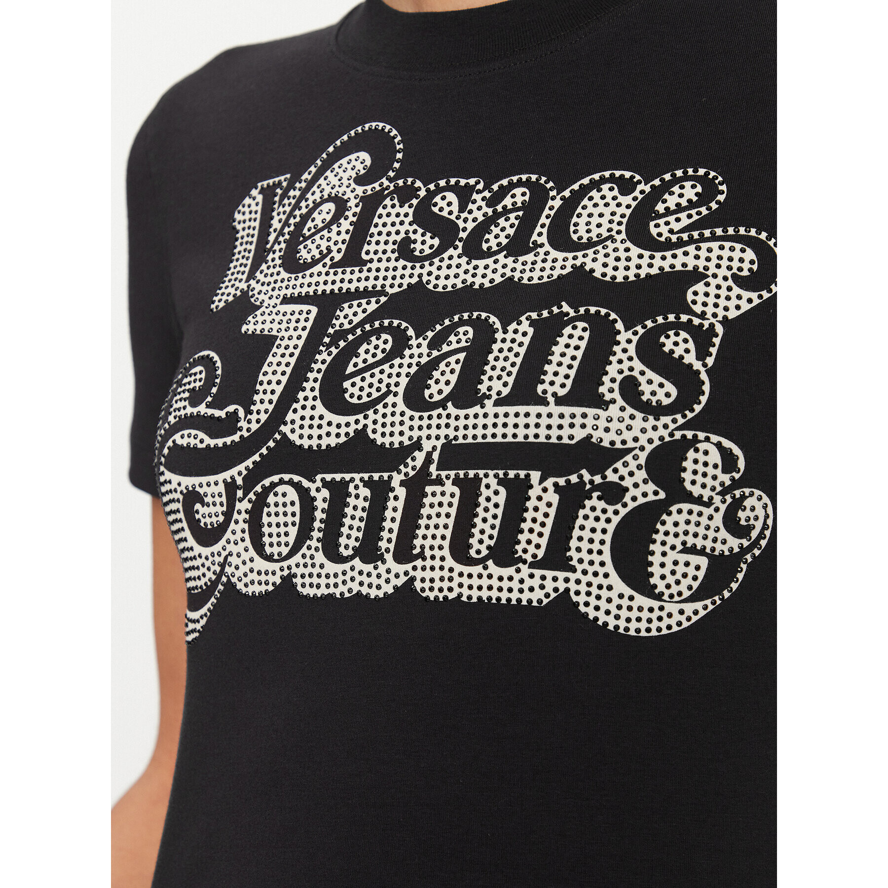 Versace Jeans Couture Тишърт 75HAHG02 Черен Regular Fit - Pepit.bg