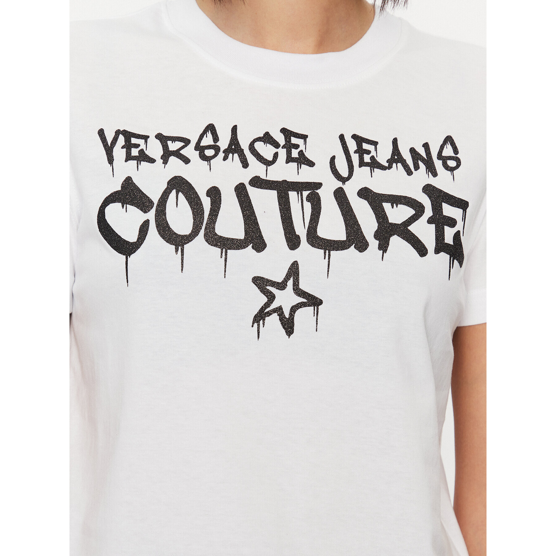 Versace Jeans Couture Тишърт 75HAHT16 Бял Regular Fit - Pepit.bg