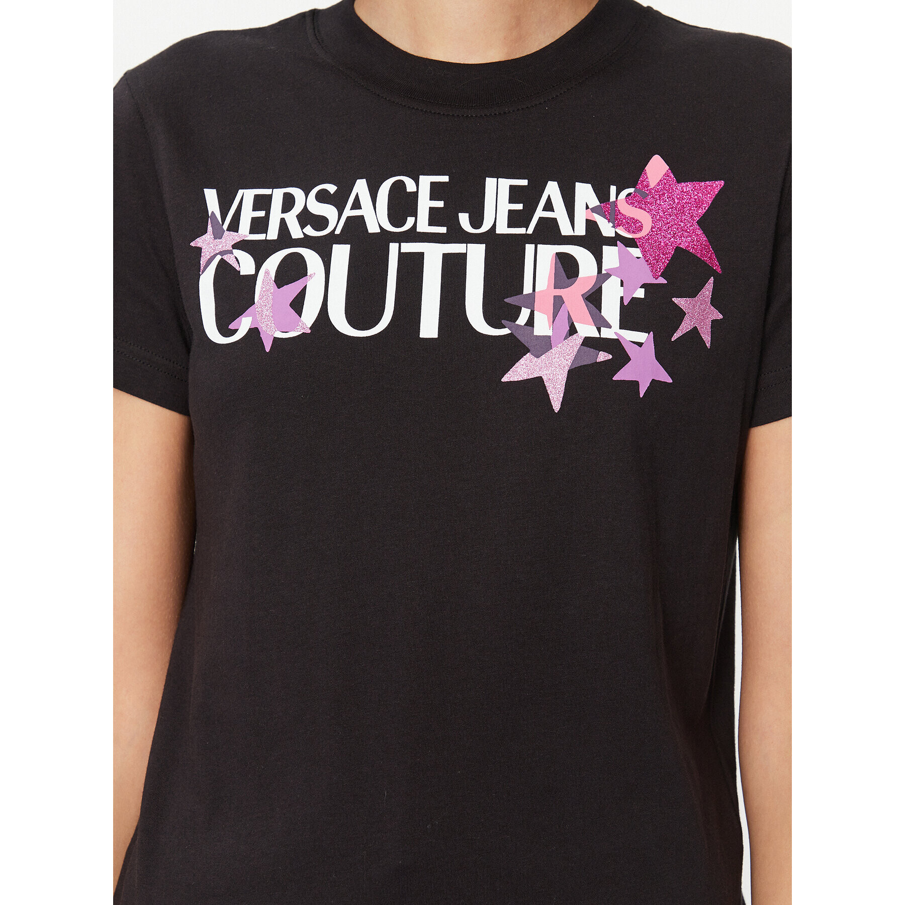 Versace Jeans Couture Тишърт 75HAHT20 Черен Regular Fit - Pepit.bg