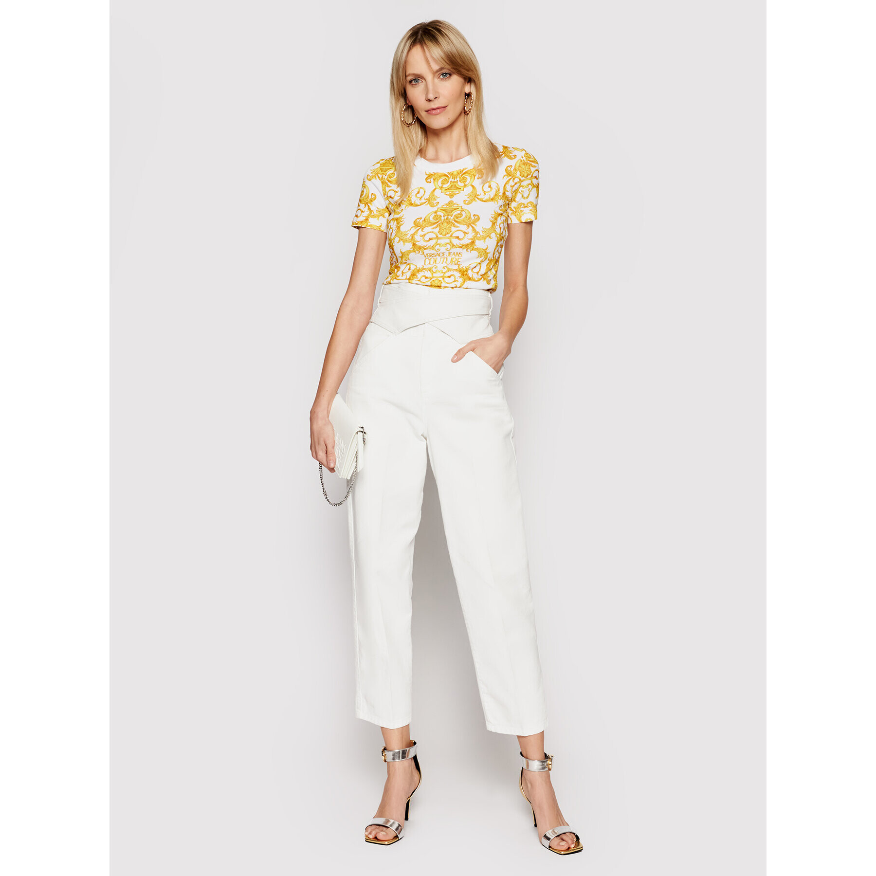 Versace Jeans Couture Тишърт B2HWA708 Жълт Slim Fit - Pepit.bg