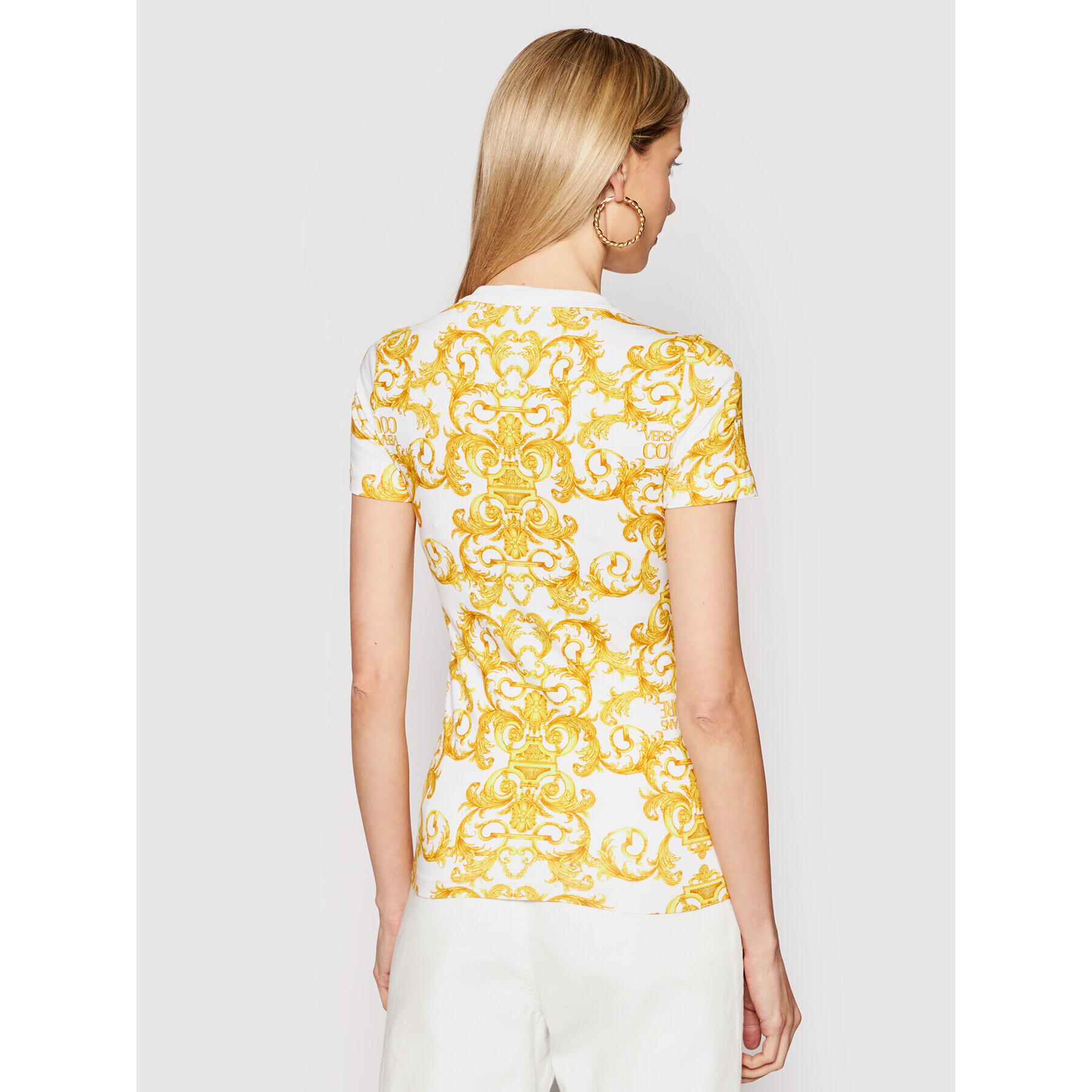 Versace Jeans Couture Тишърт B2HWA708 Жълт Slim Fit - Pepit.bg