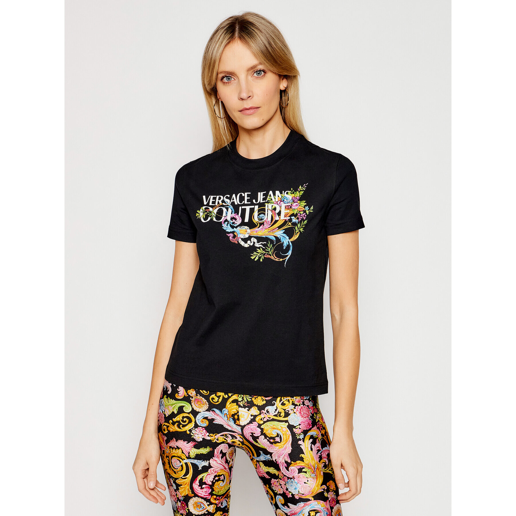 Versace Jeans Couture Тишърт B2HWA7KA Черен Regular Fit - Pepit.bg
