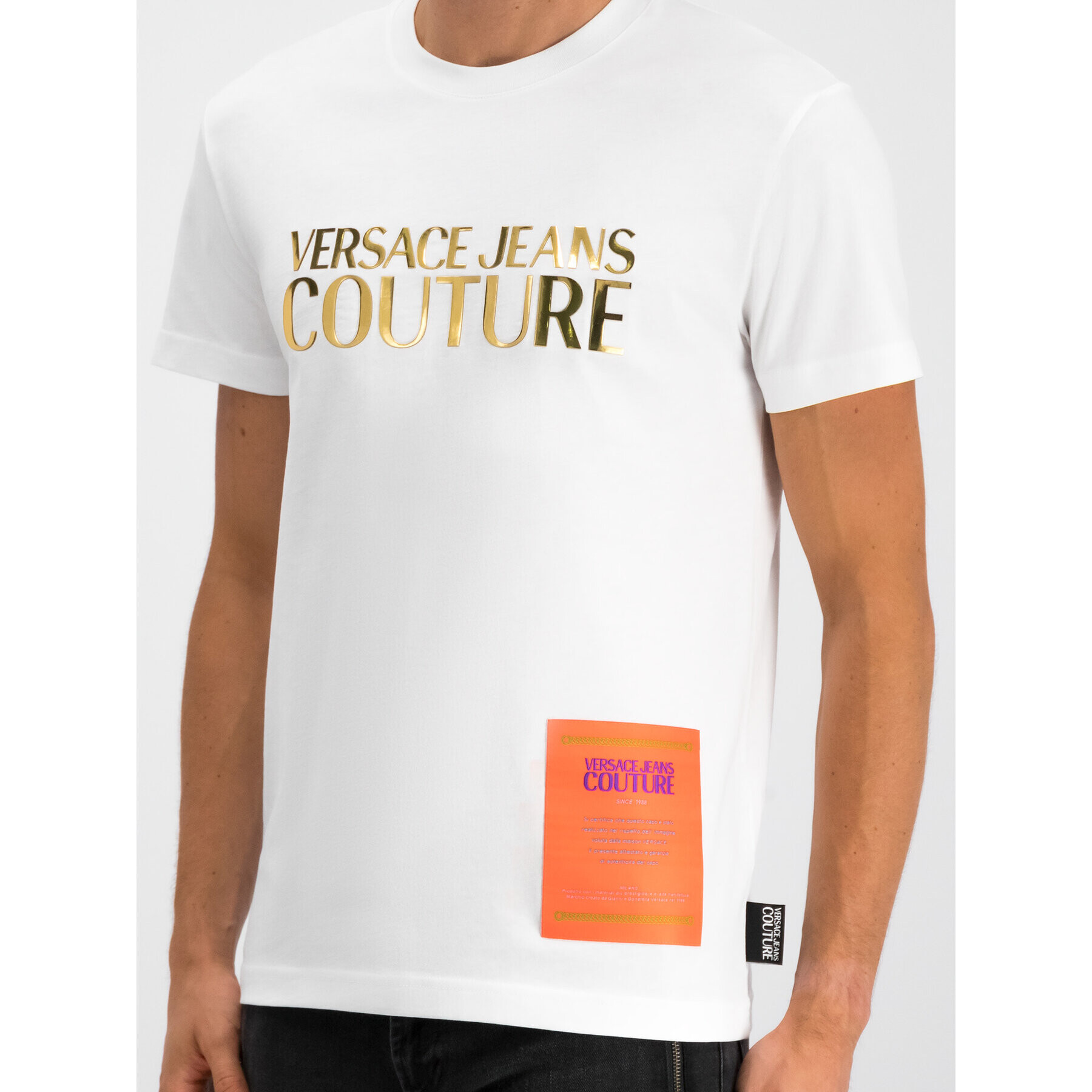 Versace Jeans Couture Тишърт B3GUB7M1 Бял Regular Fit - Pepit.bg