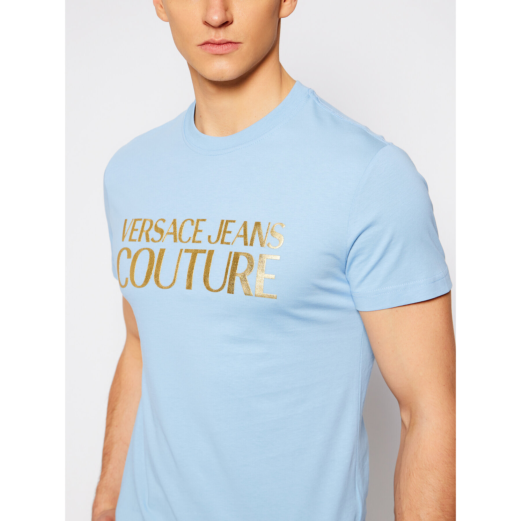 Versace Jeans Couture Тишърт B3GWA7TB Син Slim Fit - Pepit.bg