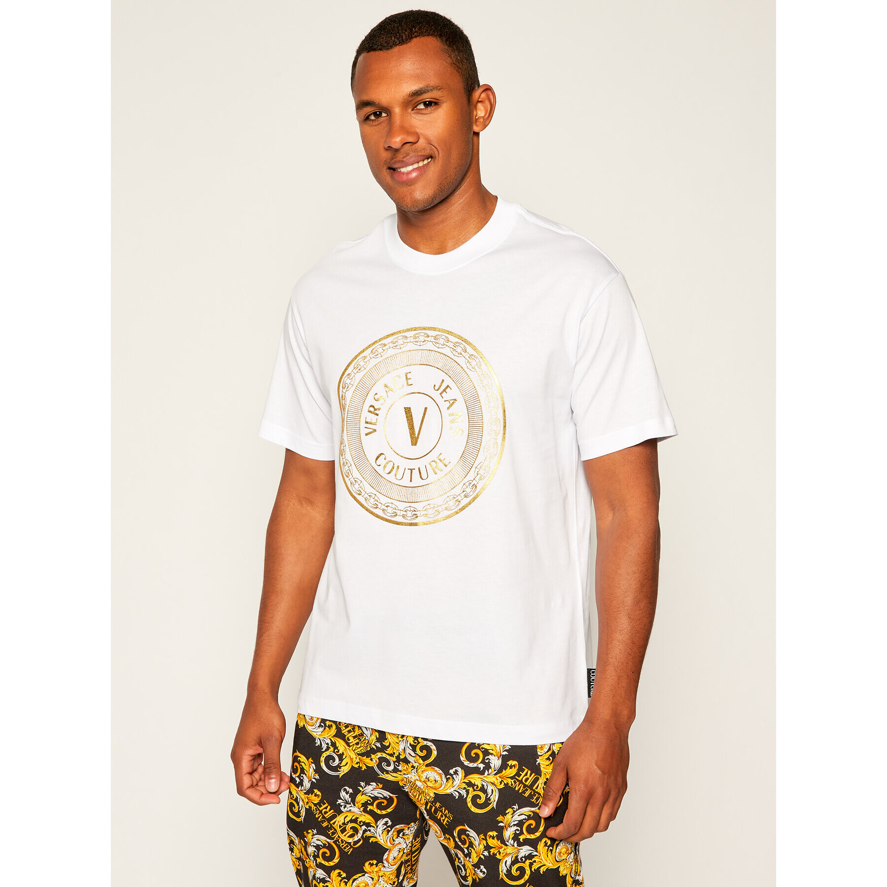 Versace Jeans Couture Тишърт B3GZA7TK Бял Regular Fit - Pepit.bg