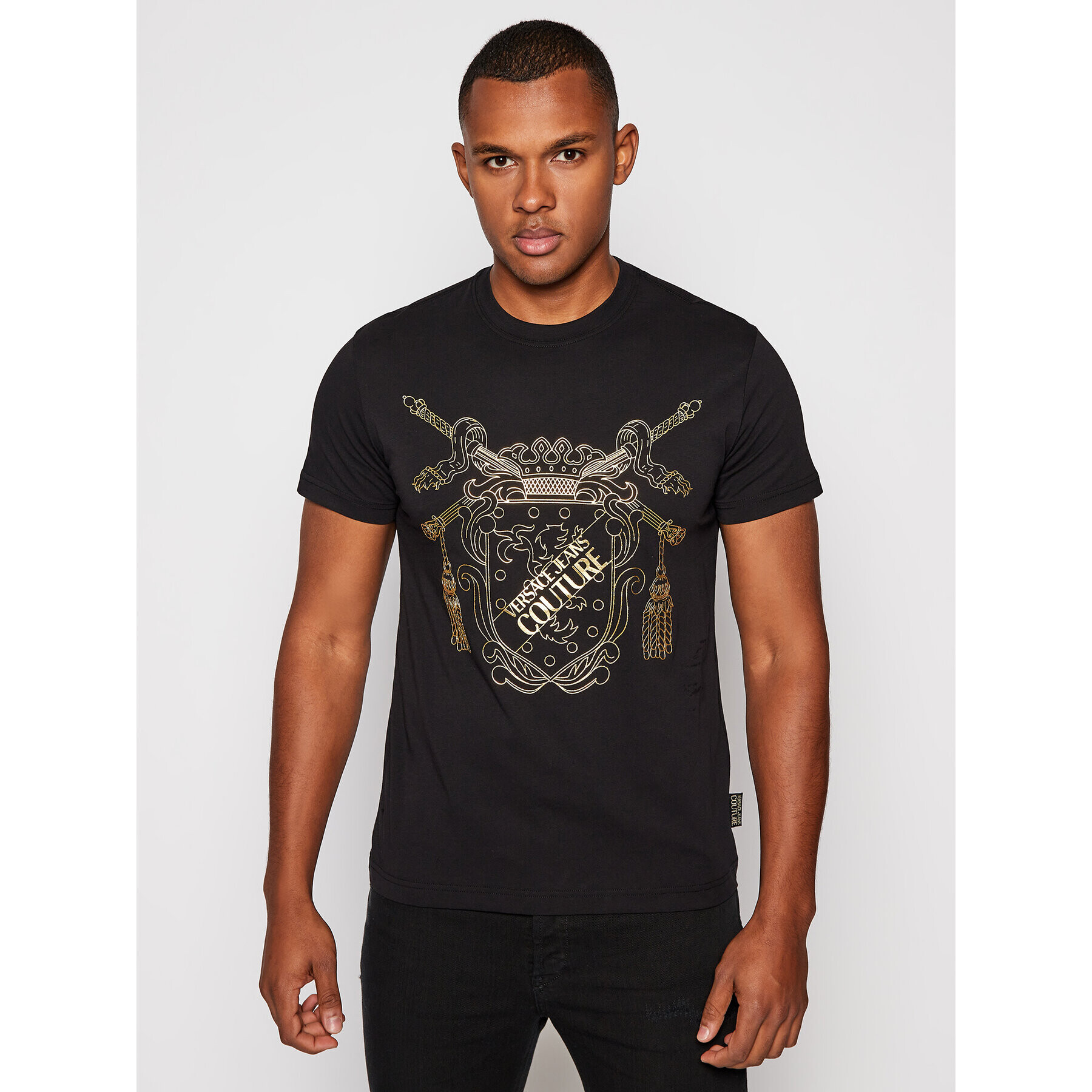 Versace Jeans Couture Тишърт B3GZB7TF Черен Slim Fit - Pepit.bg