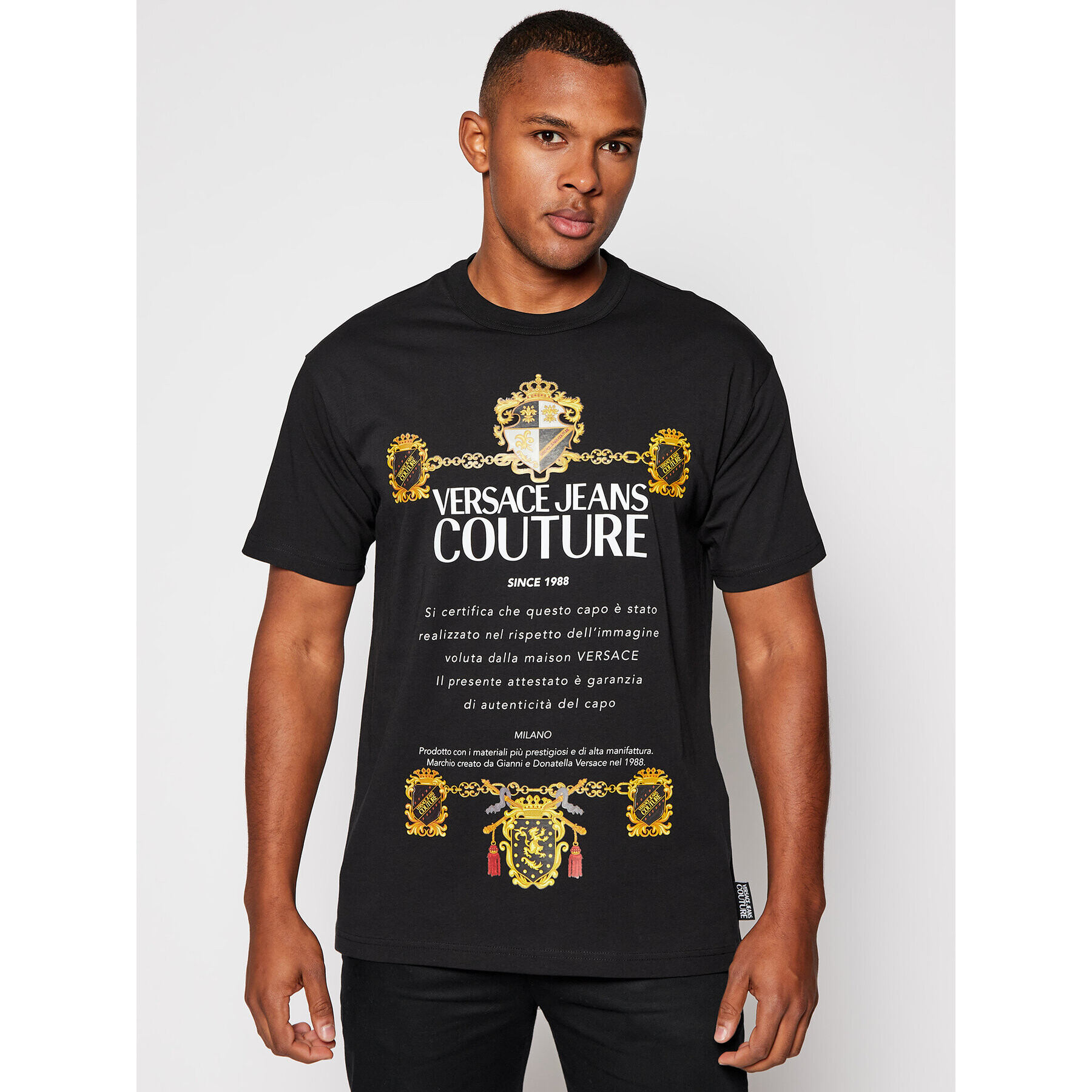 Versace Jeans Couture Тишърт B3GZB7TL Черен Regular Fit - Pepit.bg