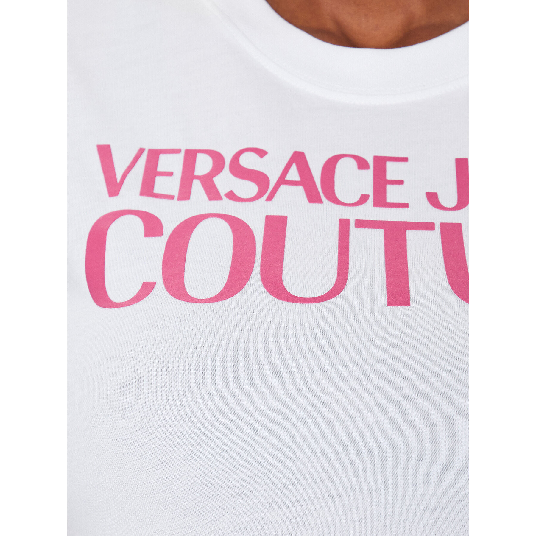 Versace Jeans Couture Тишърт Logo 74HAHT03 Бял Regular Fit - Pepit.bg