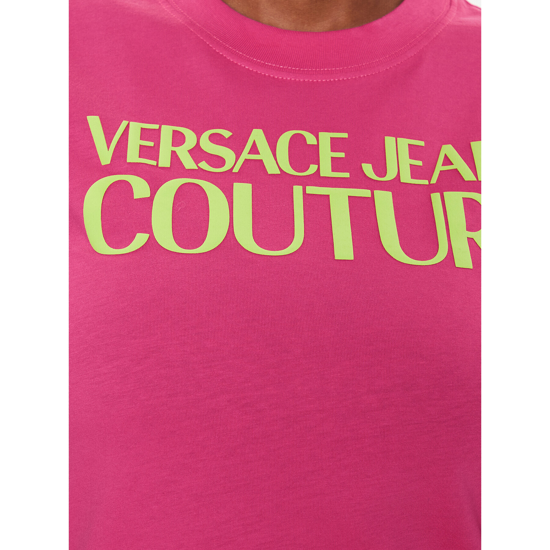 Versace Jeans Couture Тишърт Logo 74HAHT03 Розов Regular Fit - Pepit.bg