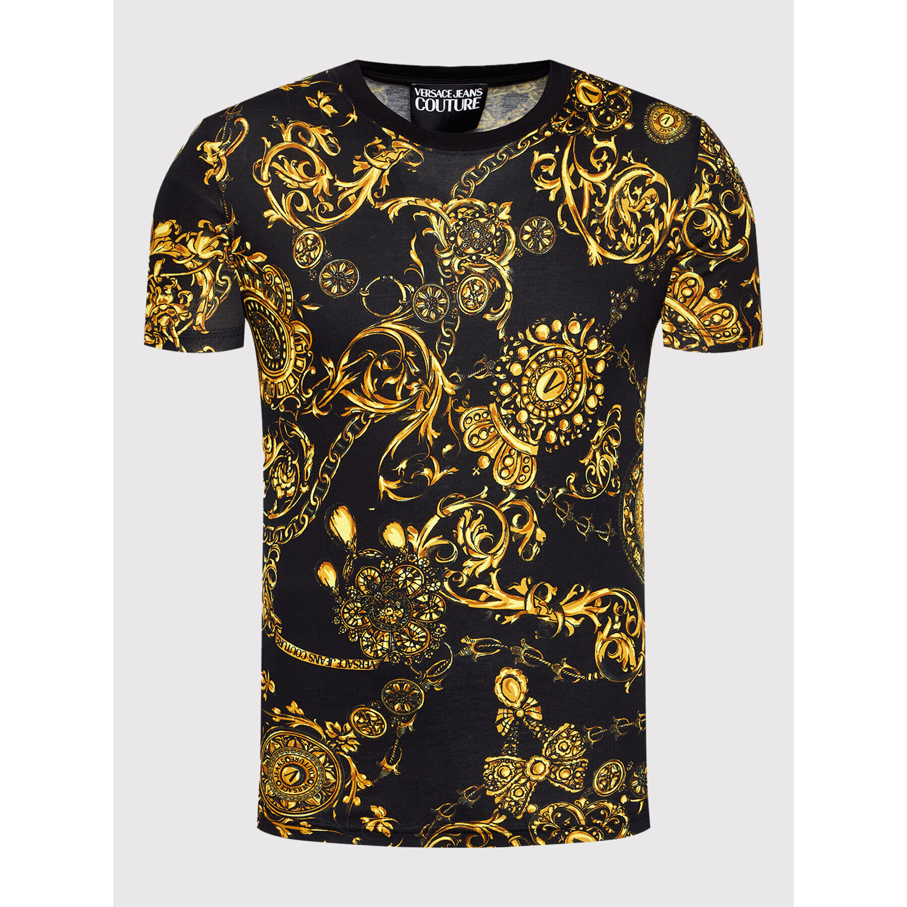 Versace Jeans Couture Тишърт Print Bijoux 71GAH6S0 Черен Slim Fit - Pepit.bg