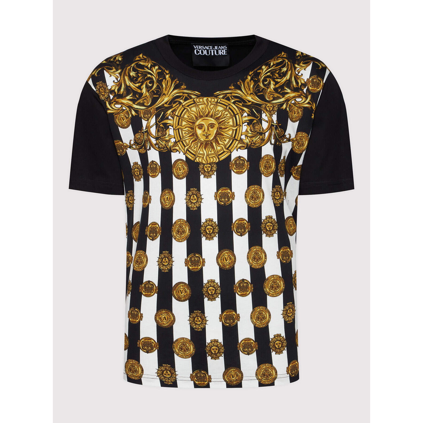 Versace Jeans Couture Тишърт Print Coin 72GAH6RC Черен Regular Fit - Pepit.bg