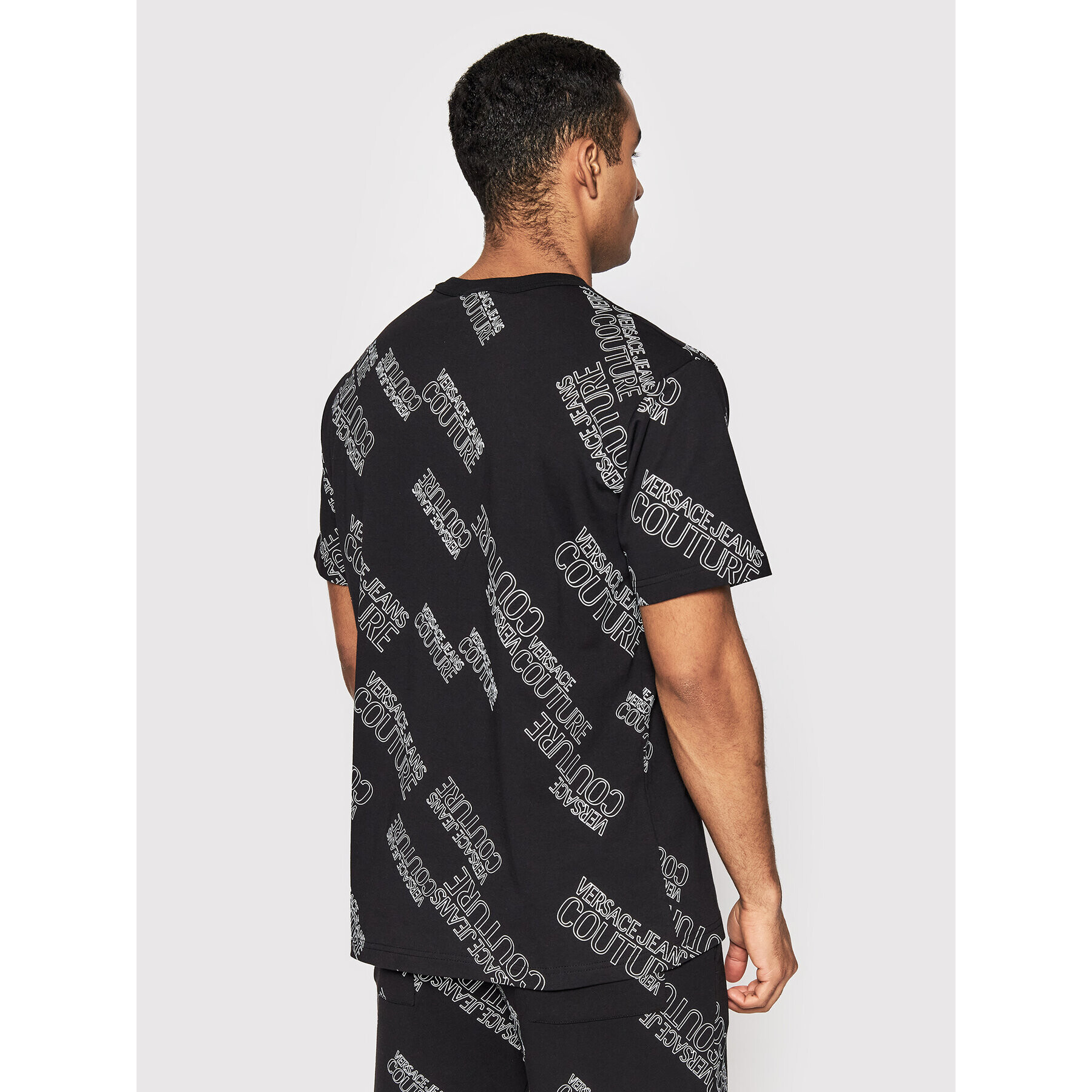 Versace Jeans Couture Тишърт Print Logo 72GAH6R3 Черен Regular Fit - Pepit.bg